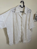 COLLARED COTTON EYELET SHIRT XXL