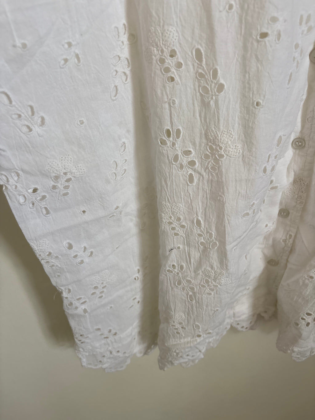 COLLARED COTTON EYELET SHIRT XXL