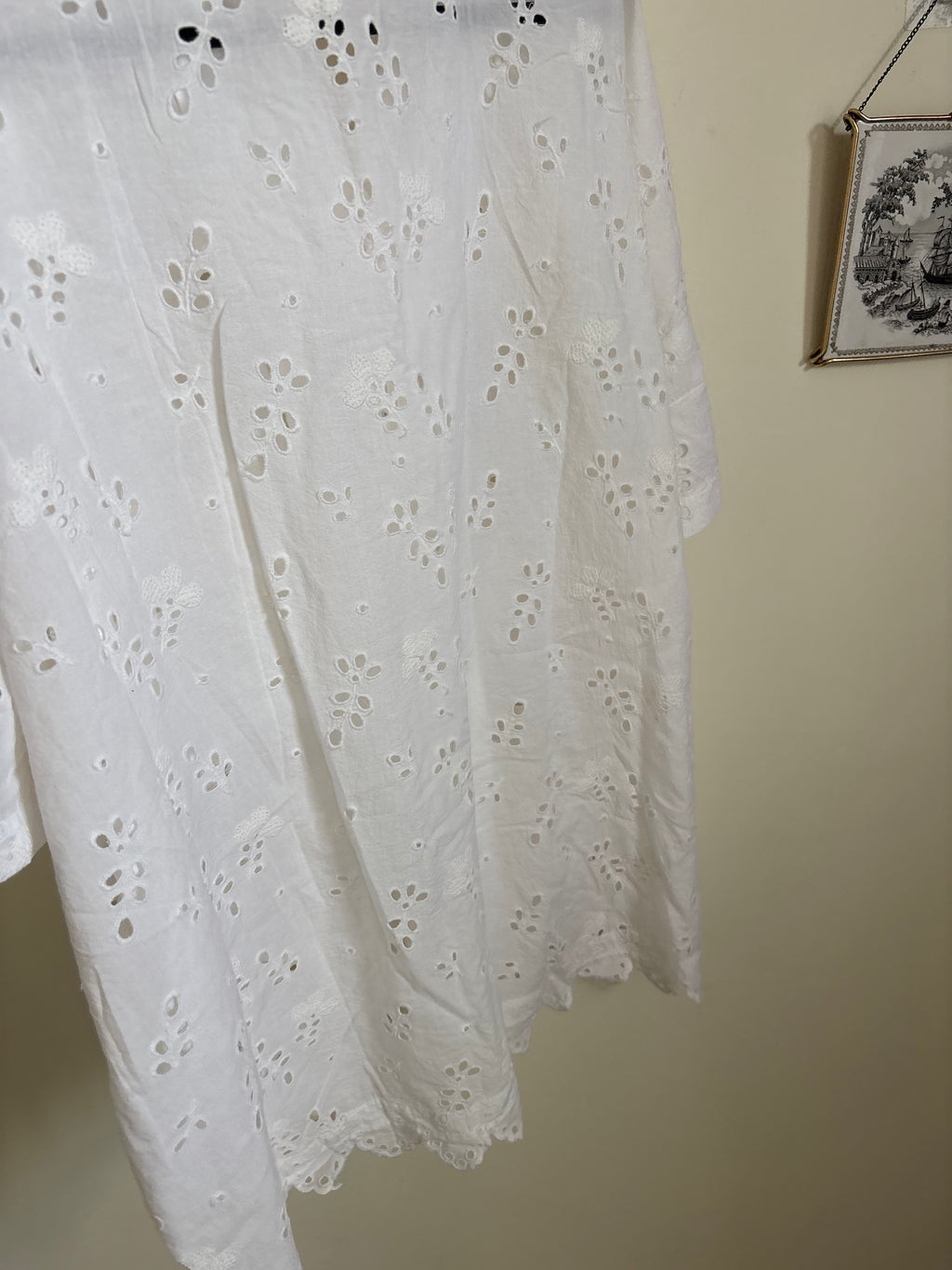 COLLARED COTTON EYELET SHIRT XXL
