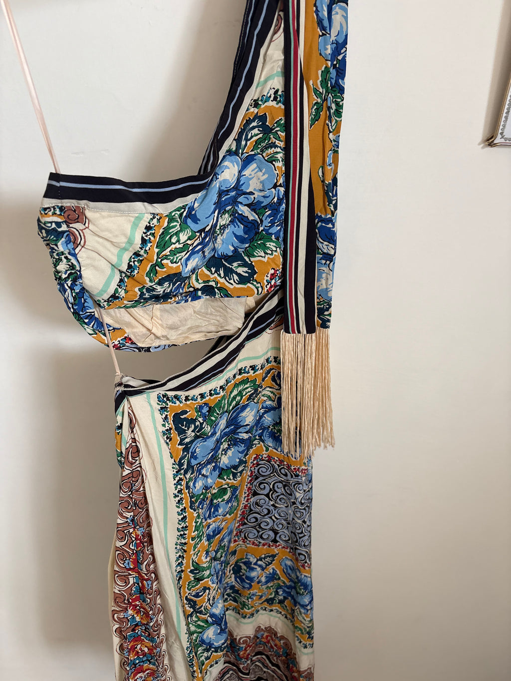 ANTHROPOLOGIE SILK One-Shoulder Printed Midi Dress M