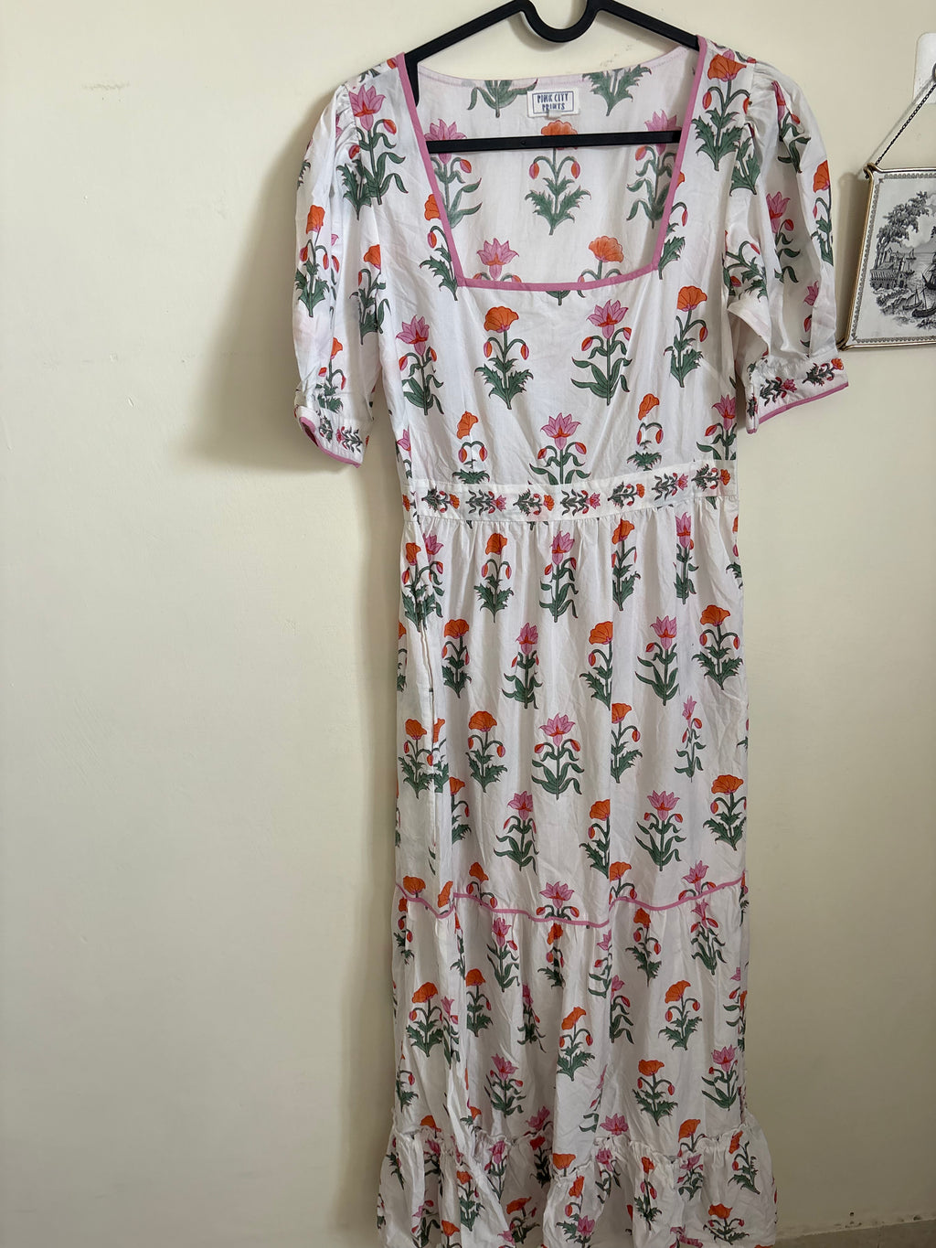 PINK CITY PRINTS Spring Iris Evelyn Dress In Pink XS/S
