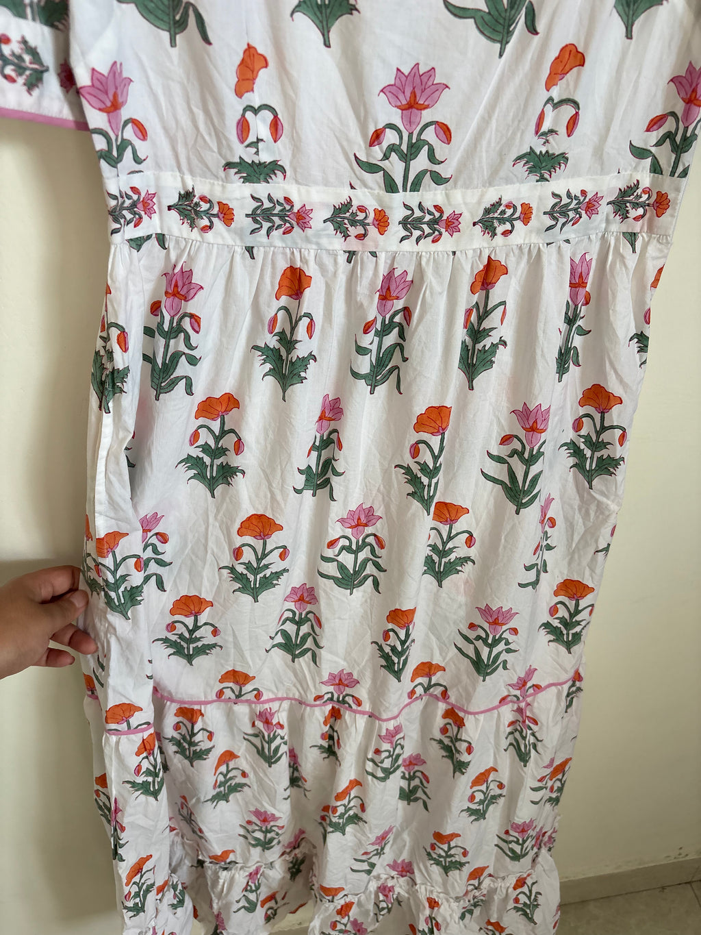 PINK CITY PRINTS Spring Iris Evelyn Dress In Pink XS/S