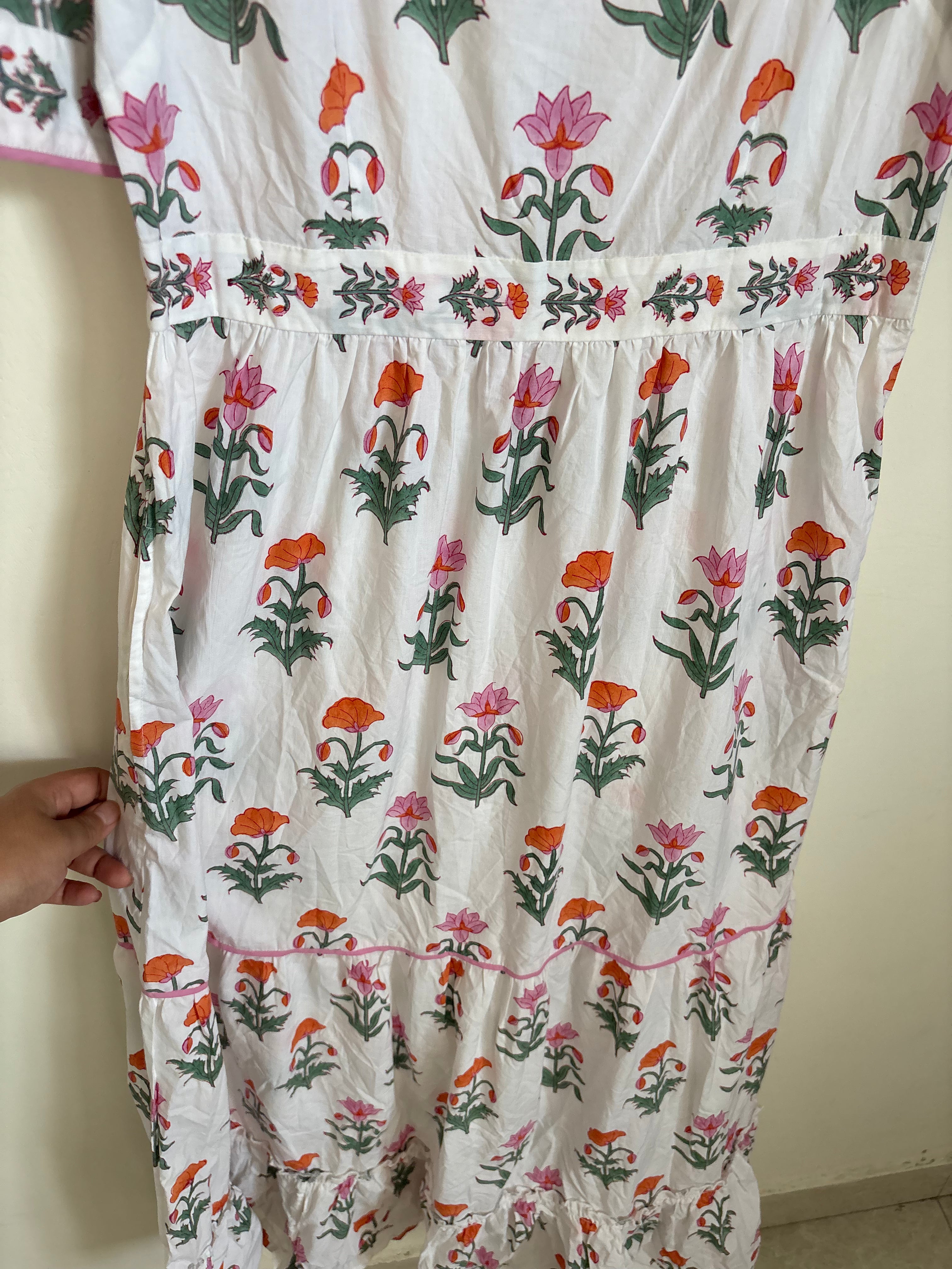 PINK CITY PRINTS Spring Iris Evelyn Dress In Pink XS/S