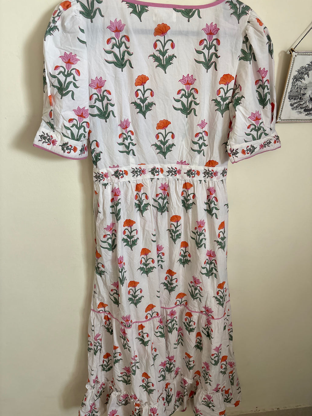 PINK CITY PRINTS Spring Iris Evelyn Dress In Pink XS/S