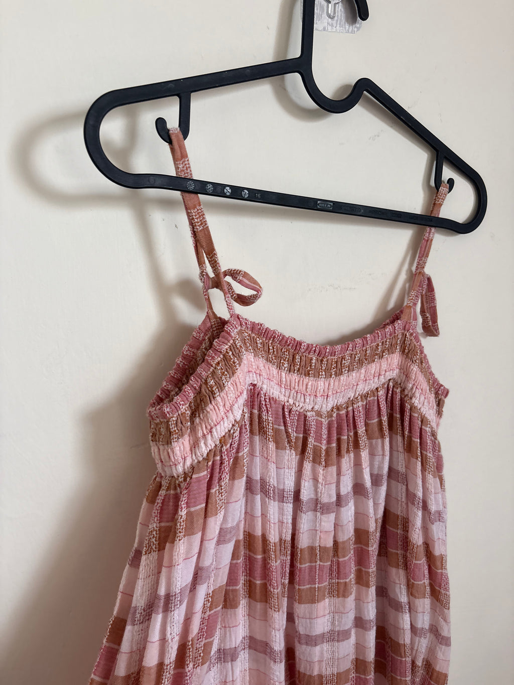 FLARED COTTON CHECK JUMPSUIT S-L