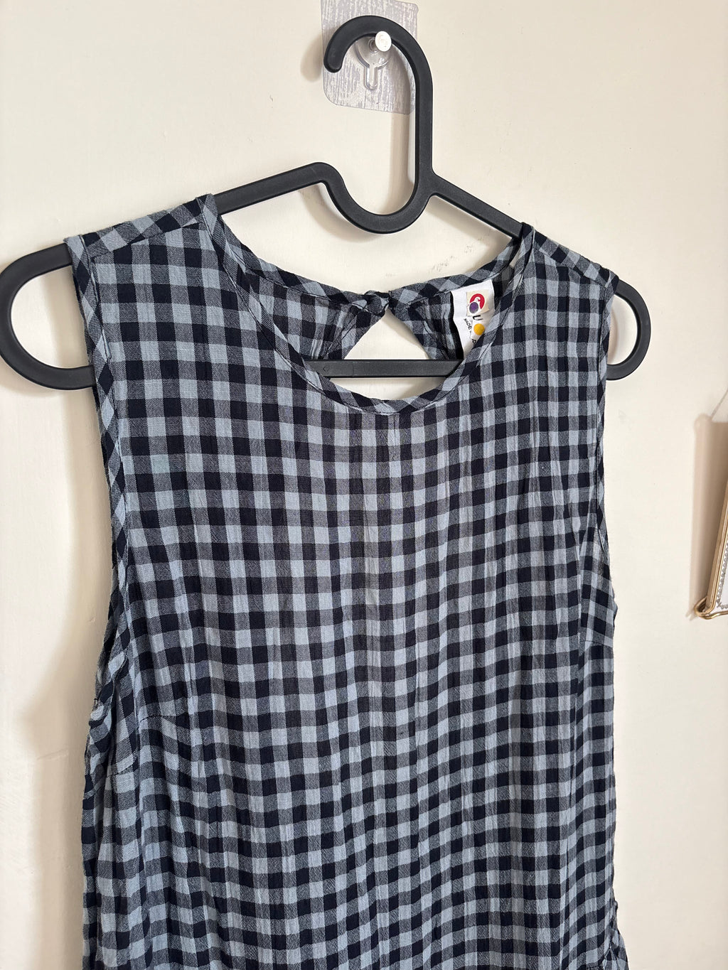 COLLUSION check trapeze smock asym hem midi dress in multi UK 8