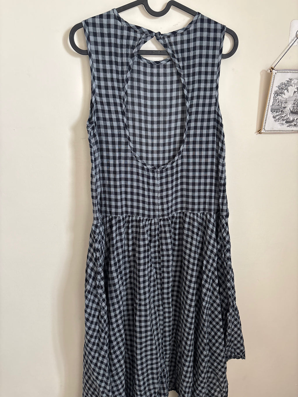 COLLUSION check trapeze smock asym hem midi dress in multi UK 8