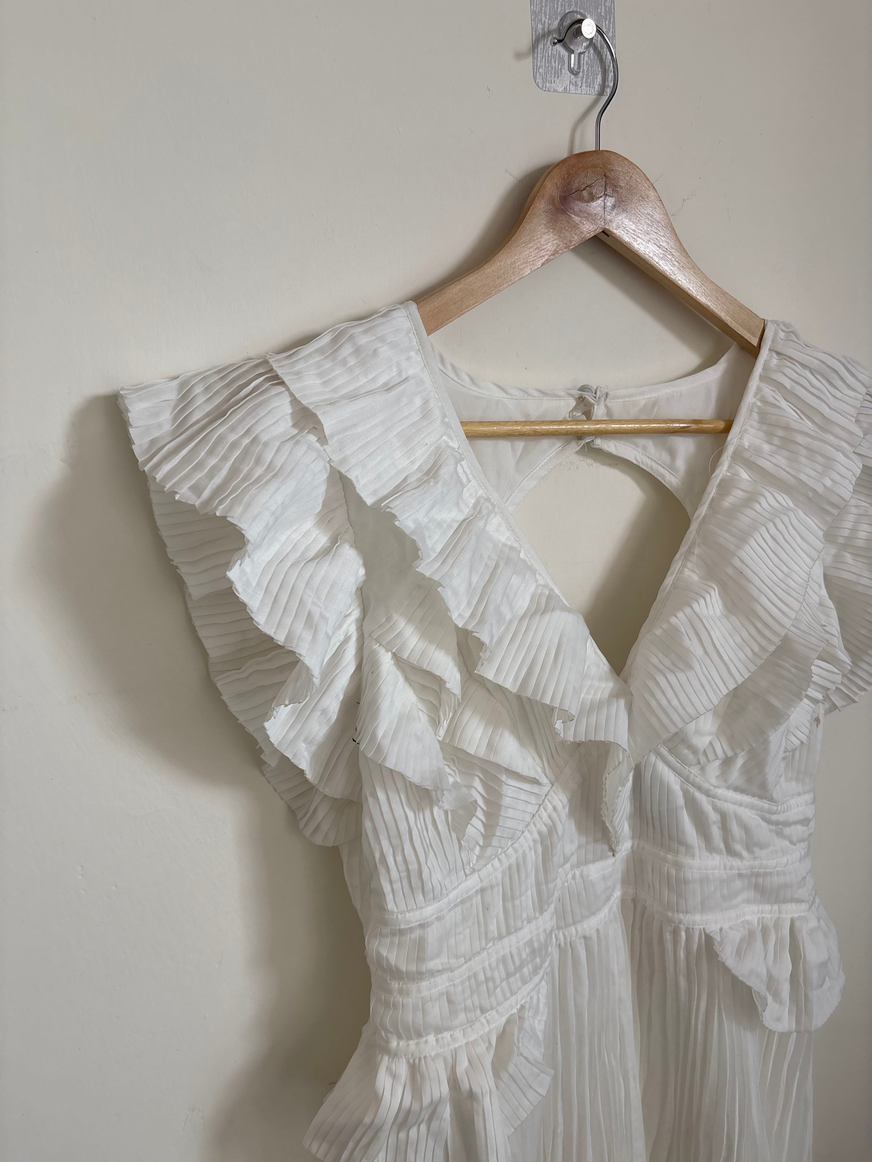 KAREN mILLEN PLEATED DRESS WHITE UK 12