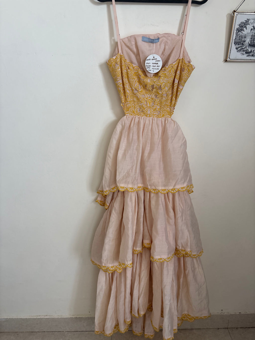 ANTONIO MELANI YELLOW AND PINK SALT DRESS S