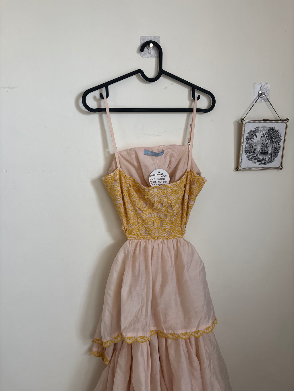 ANTONIO MELANI YELLOW AND PINK SALT DRESS S