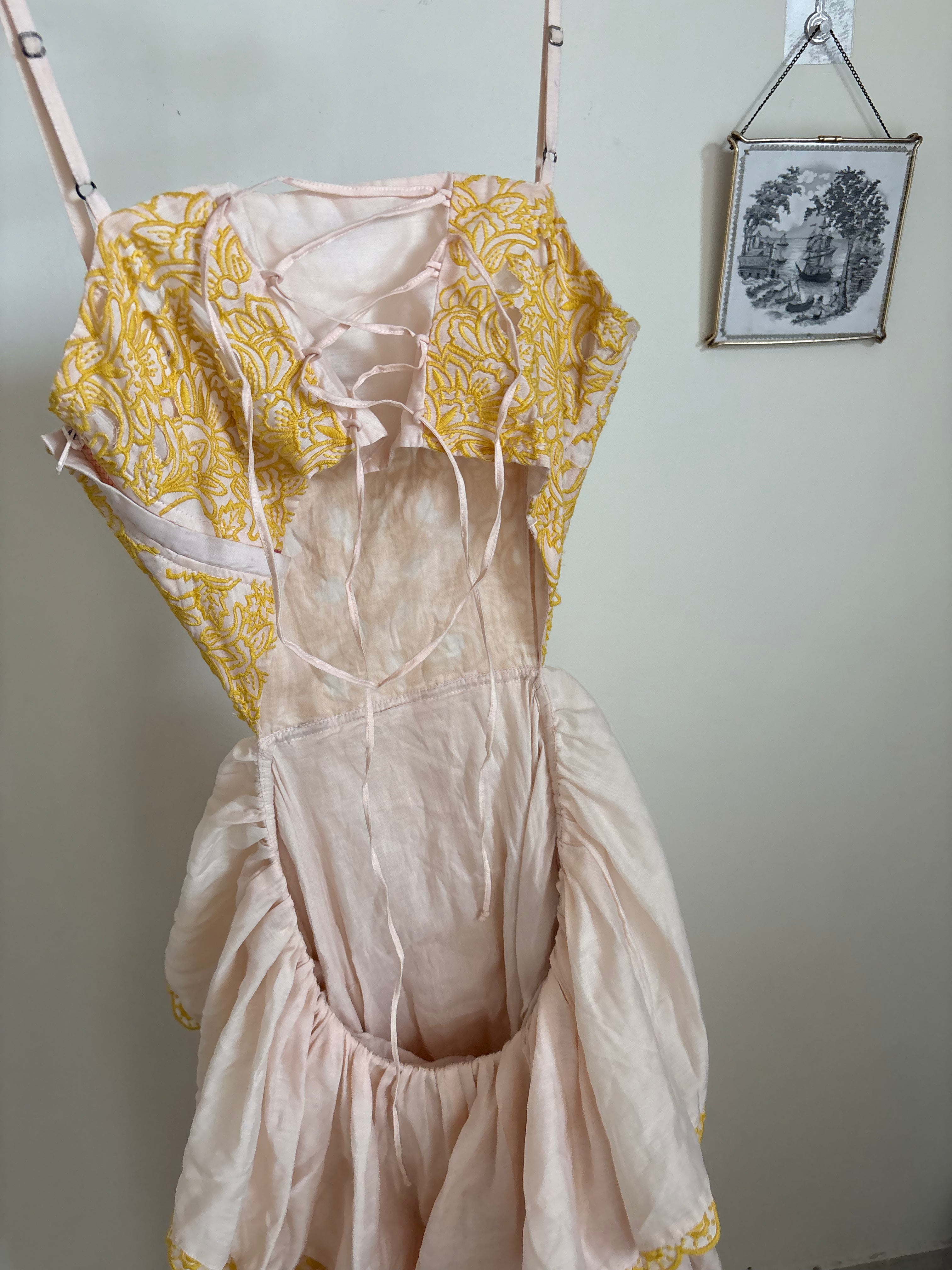ANTONIO MELANI YELLOW AND PINK SALT DRESS S