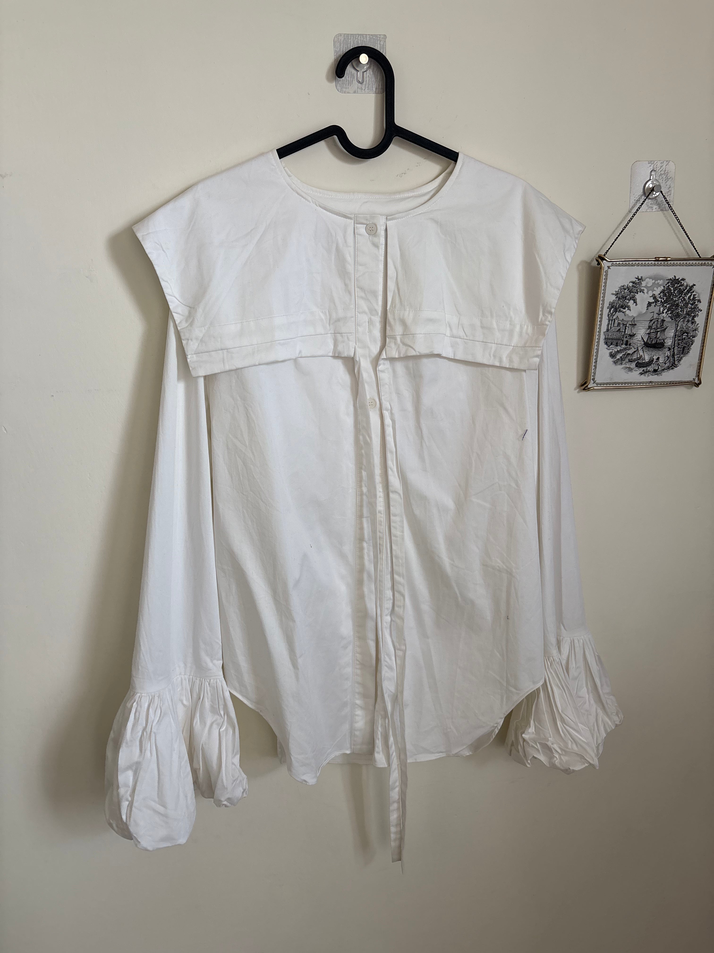 COTTON SQUARE COLLAR SHIRT M