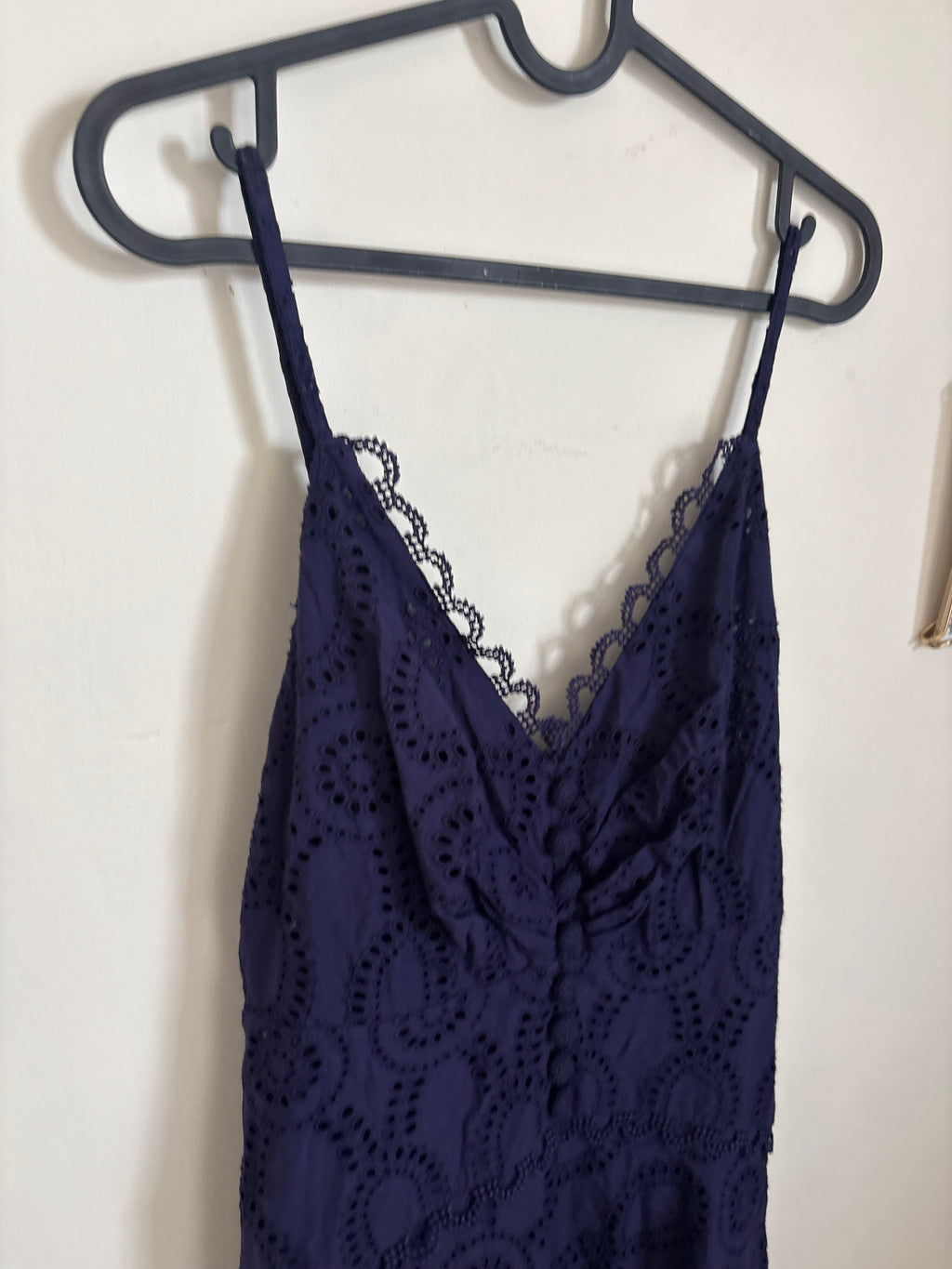 Blue asymmetrical eyelet dress S/M