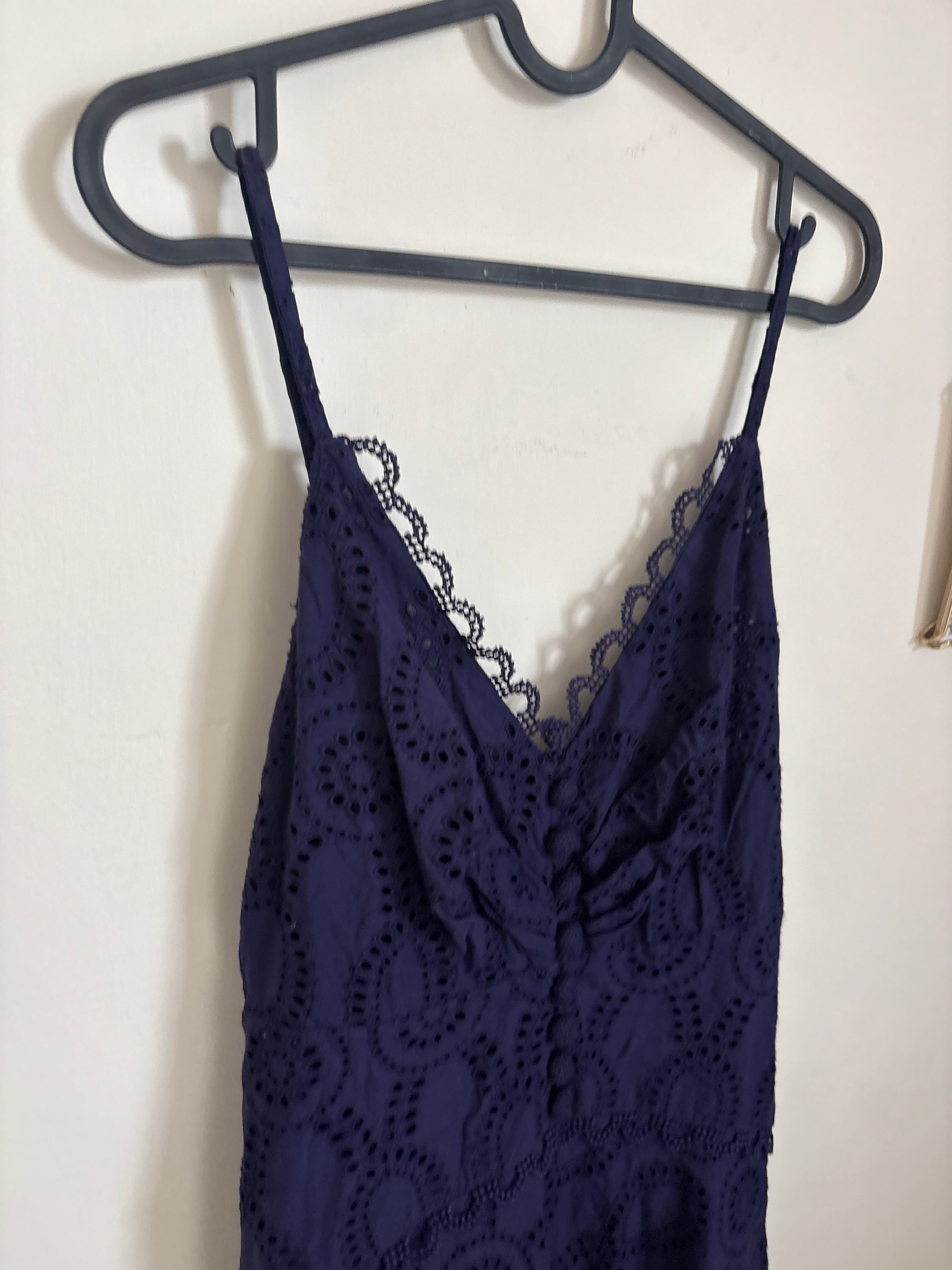 Blue asymmetrical eyelet dress S/M