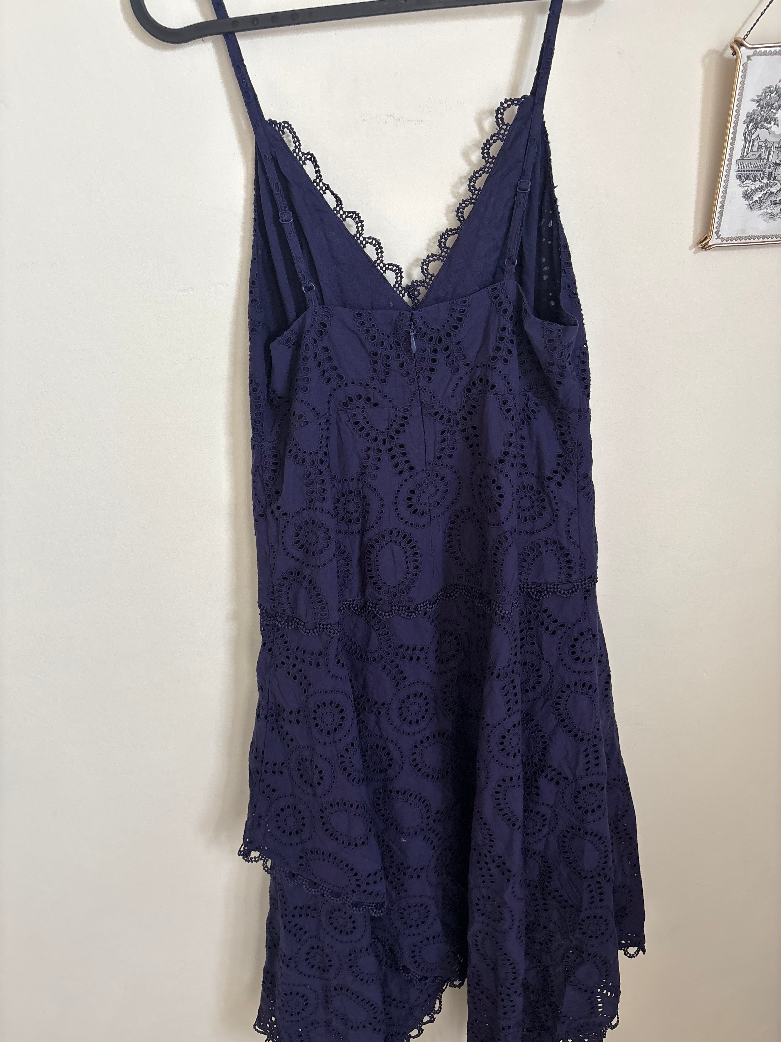 Blue asymmetrical eyelet dress S/M