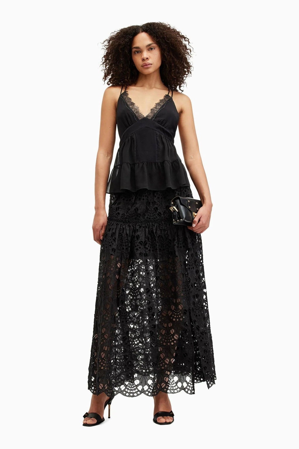 ALLSAINTS  Rosie Broderie Midi Skirt UK 10