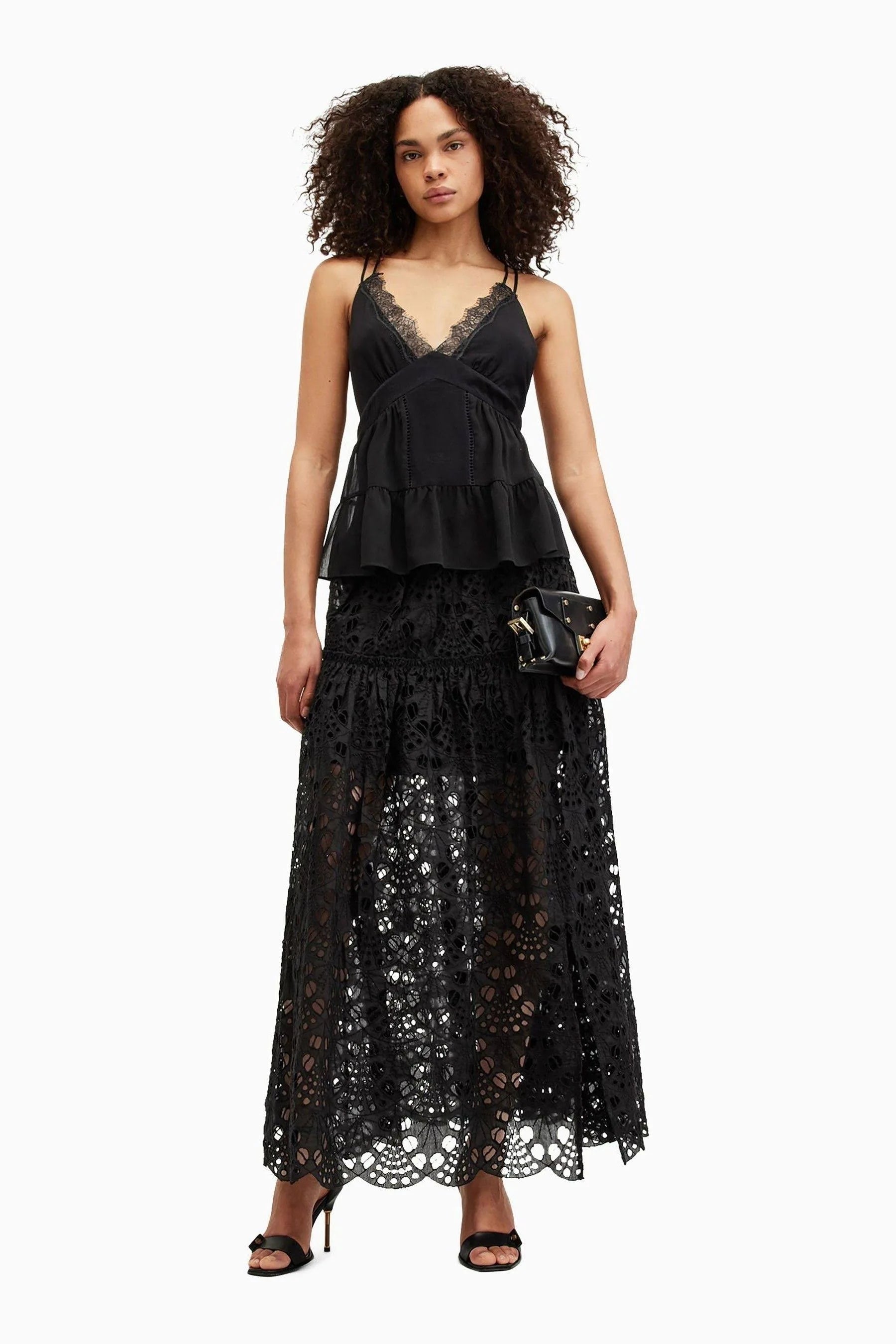 ALLSAINTS  Rosie Broderie Midi Skirt UK 10