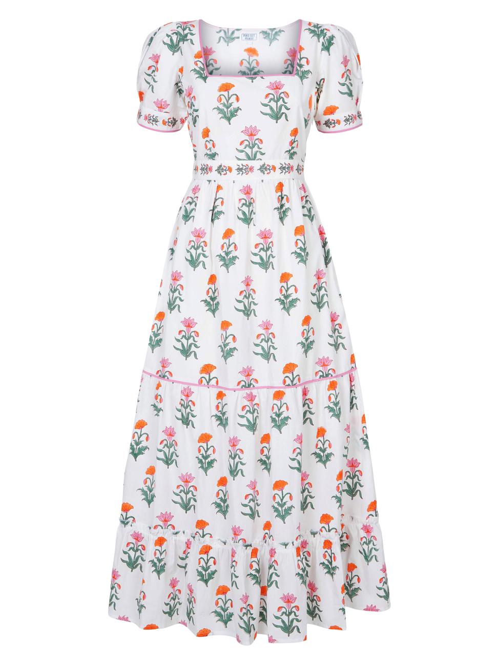 PINK CITY PRINTS Spring Iris Evelyn Dress In Pink XS/S