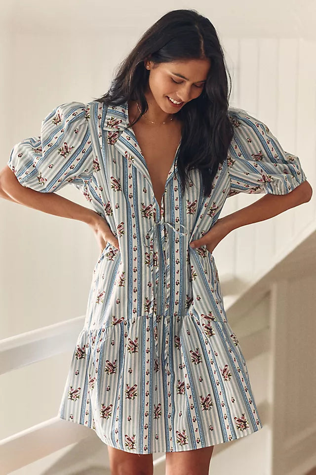 LyreBird Puff Sleeve Mini Dress S