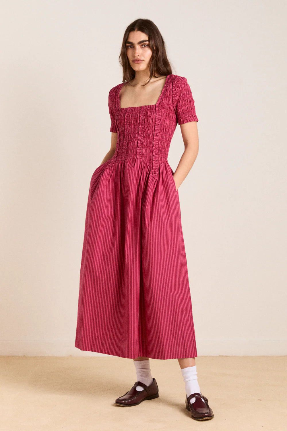DAMSON MADDER Raphaela striped-pattern ruffled dress