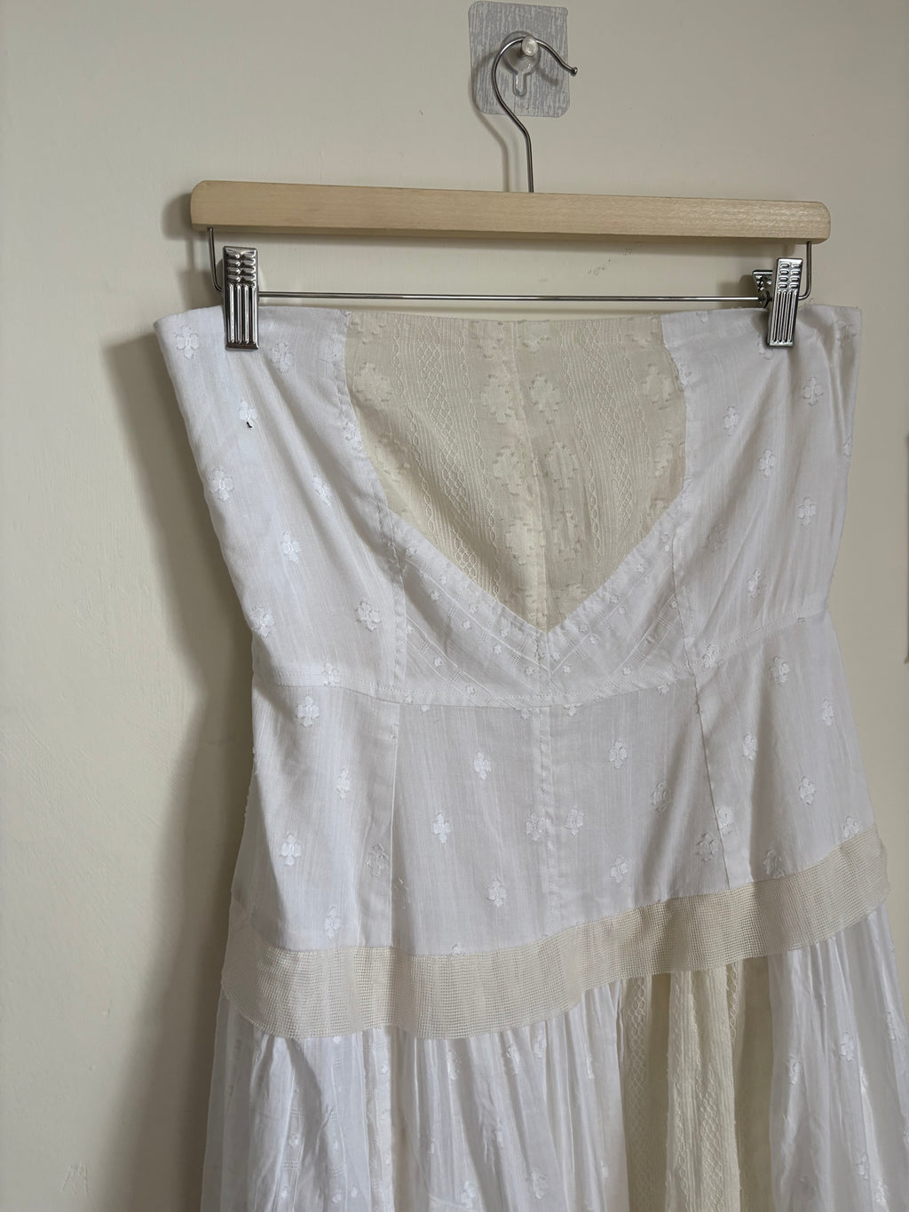 COTTON PATCHWORK STRAPLESS DRESS M
