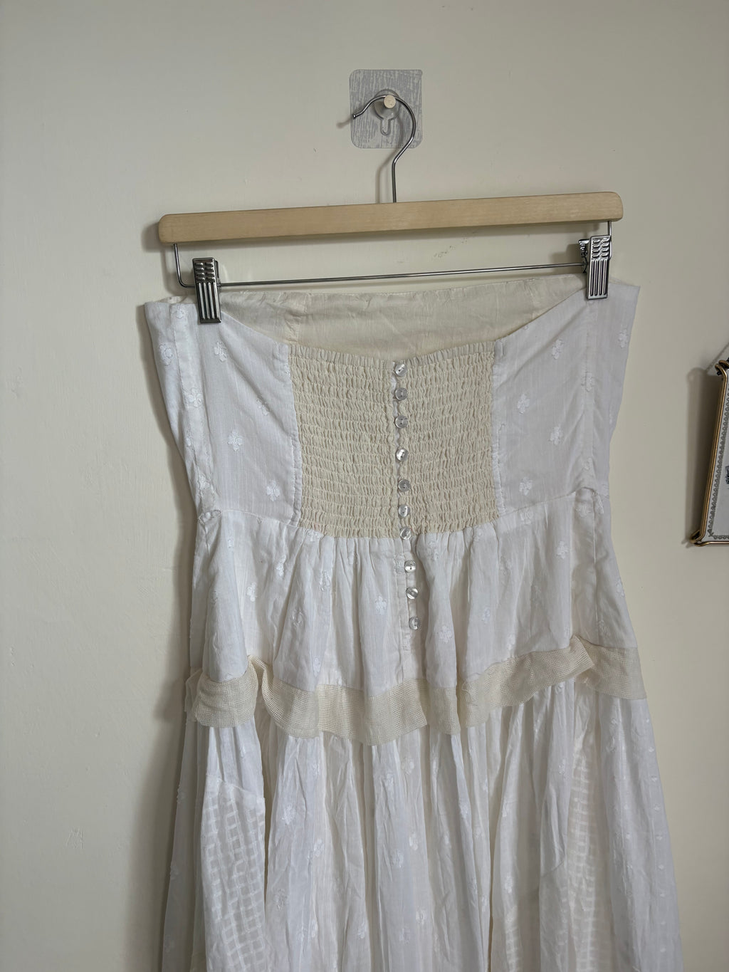 COTTON PATCHWORK STRAPLESS DRESS M