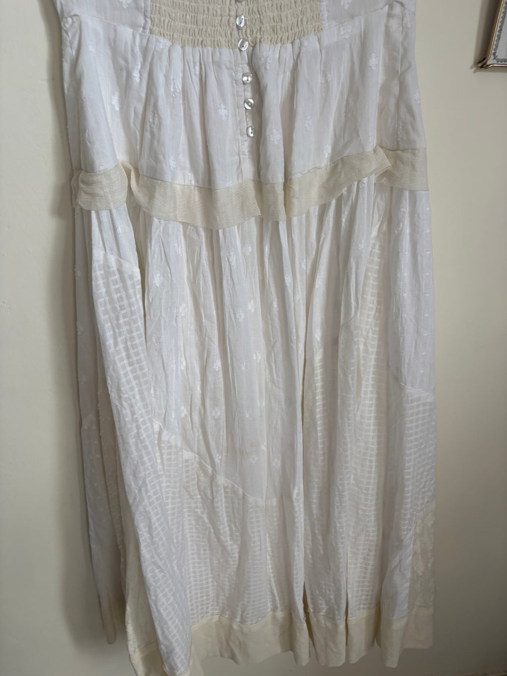 COTTON PATCHWORK STRAPLESS DRESS M