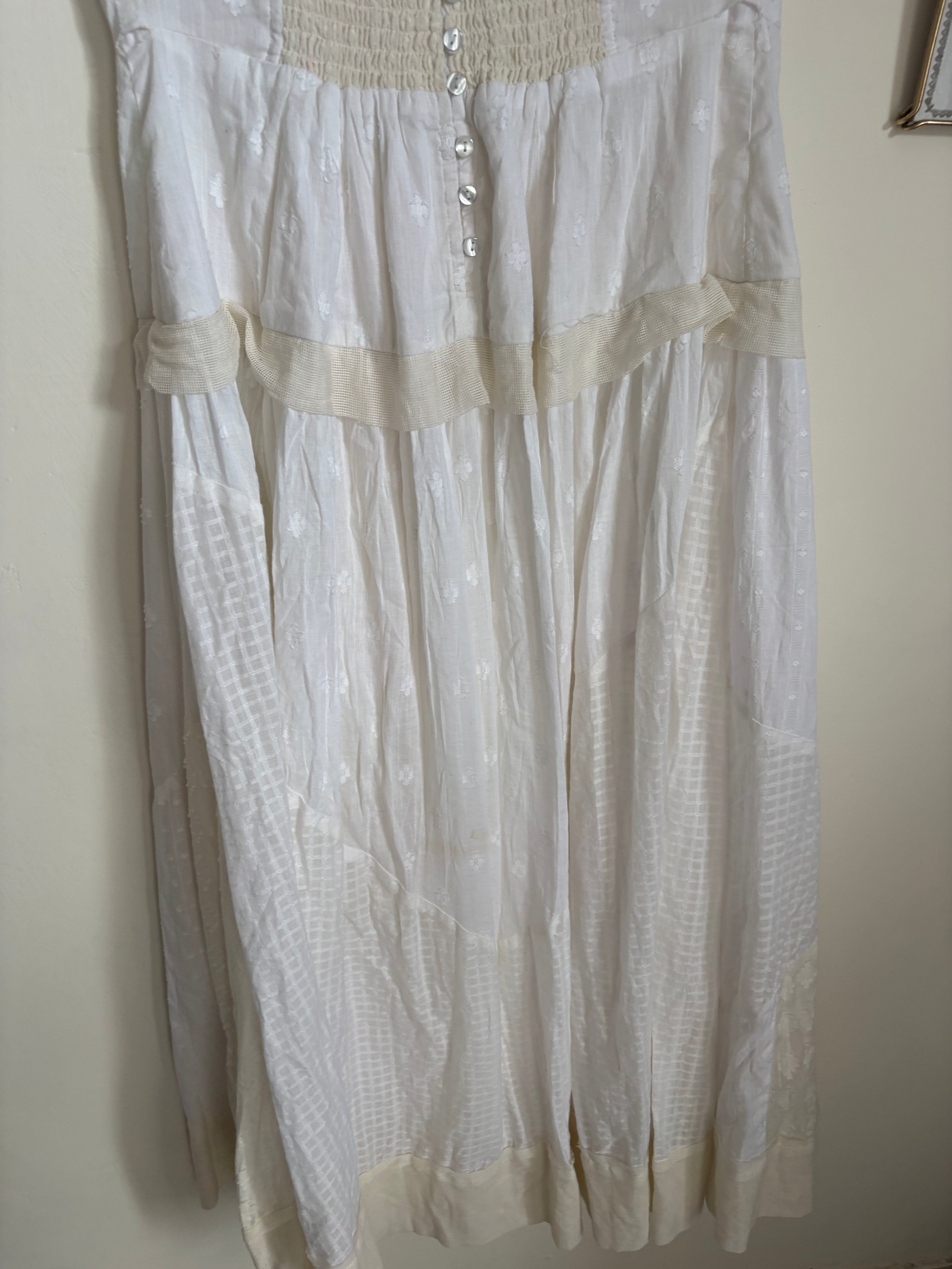 COTTON PATCHWORK STRAPLESS DRESS M