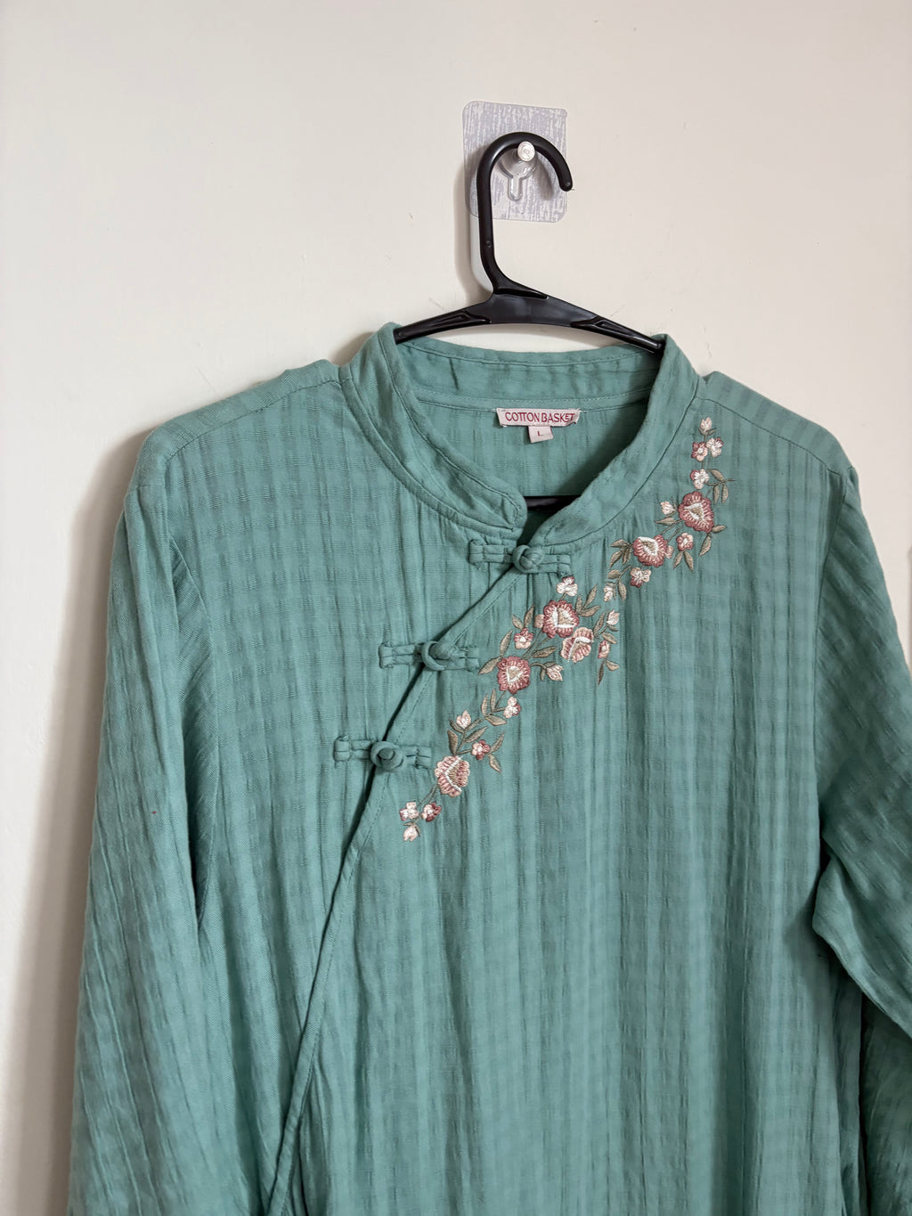 COTTON BASKET COTTON MANDARIN COLLAR DRESS L