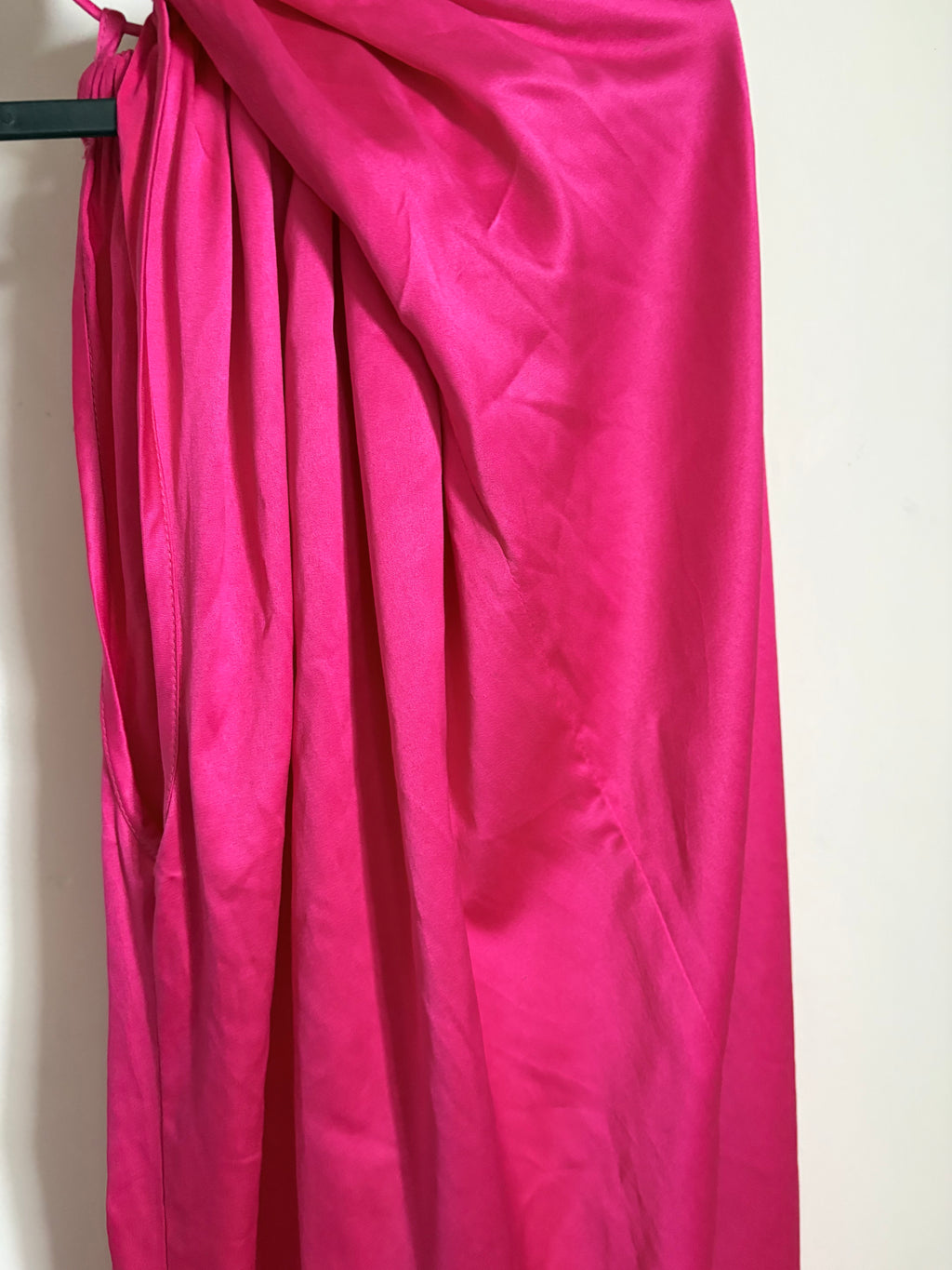 BEBE PINK SATIN HALTER DRESS