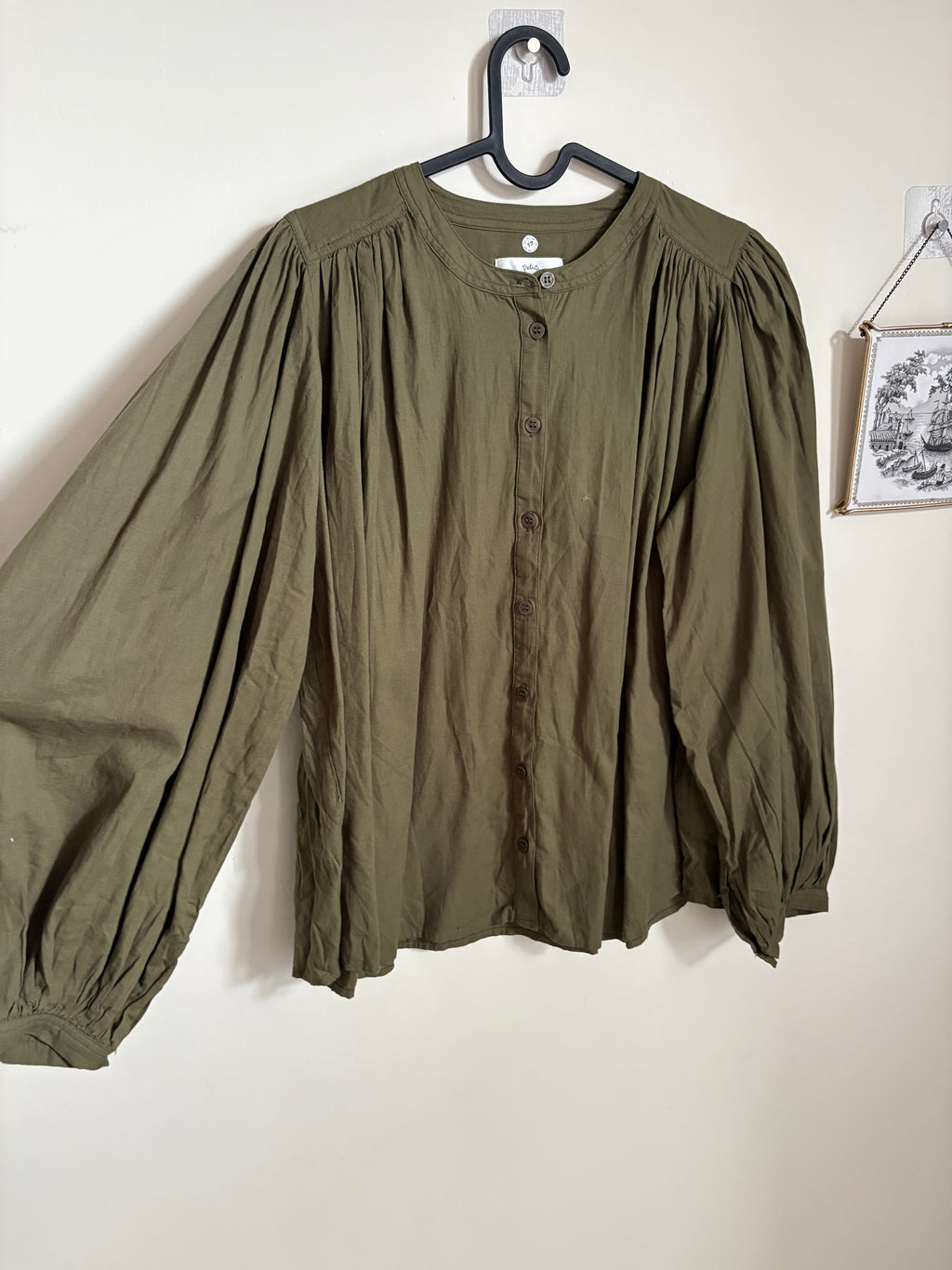 Des Petits Hauts Loose-fit cotton round-neck blouse - Green – RONNIE S