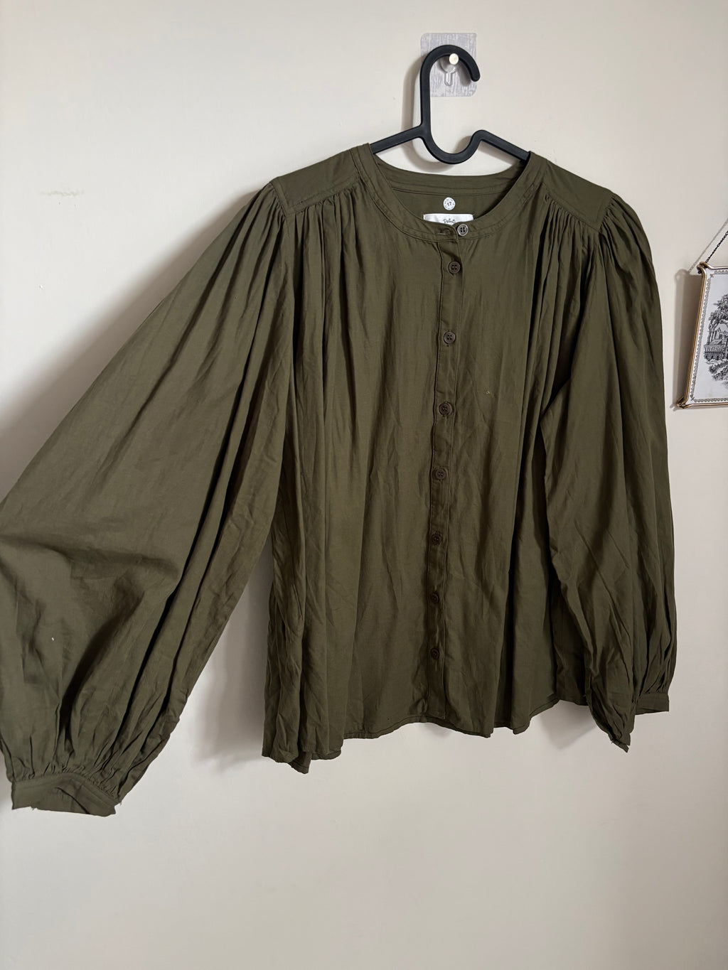 Des Petits Hauts Loose-fit cotton round-neck blouse - Green – RONNIE S