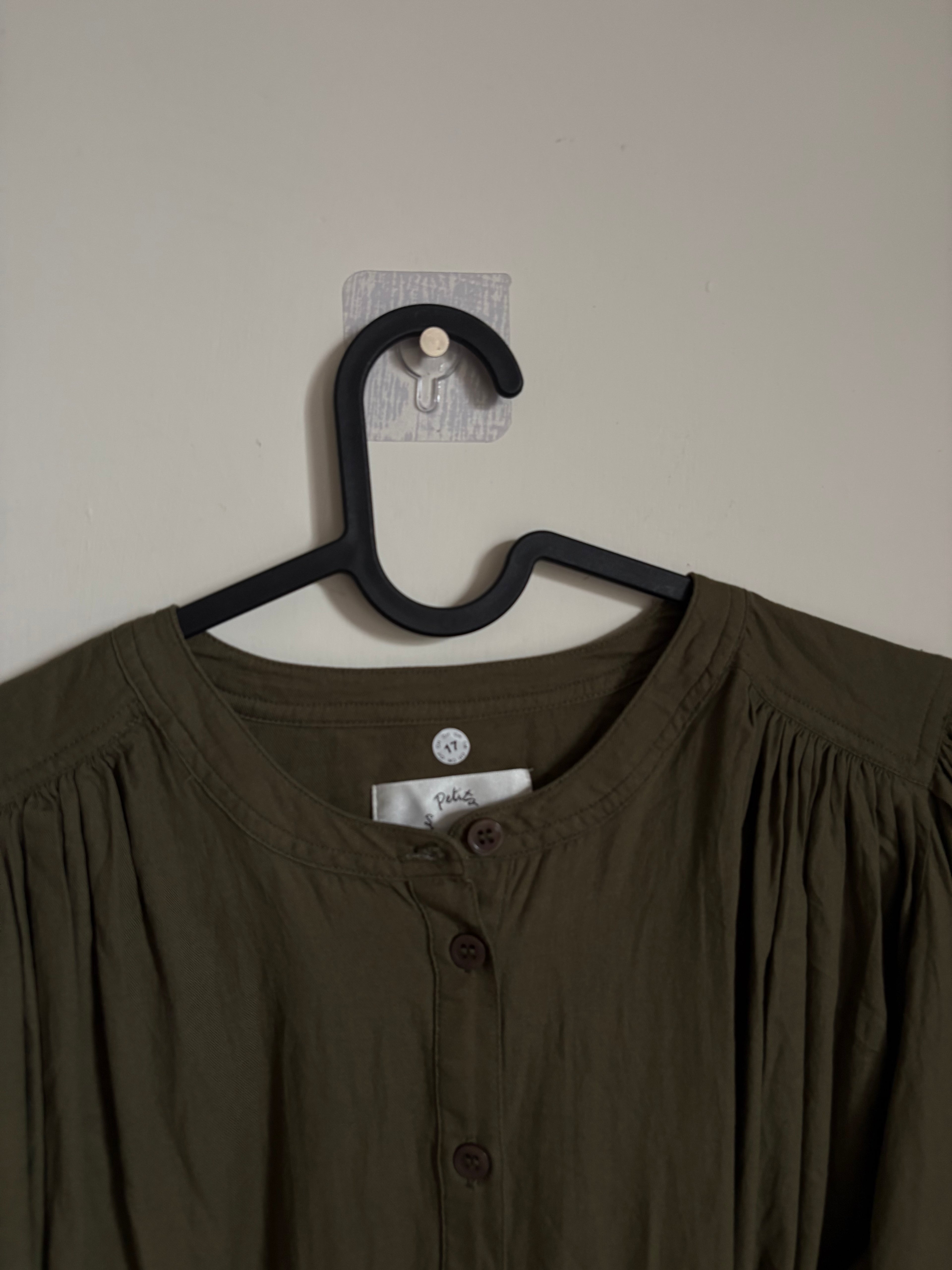Des Petits Hauts Loose-fit cotton round-neck blouse - Green – RONNIE S