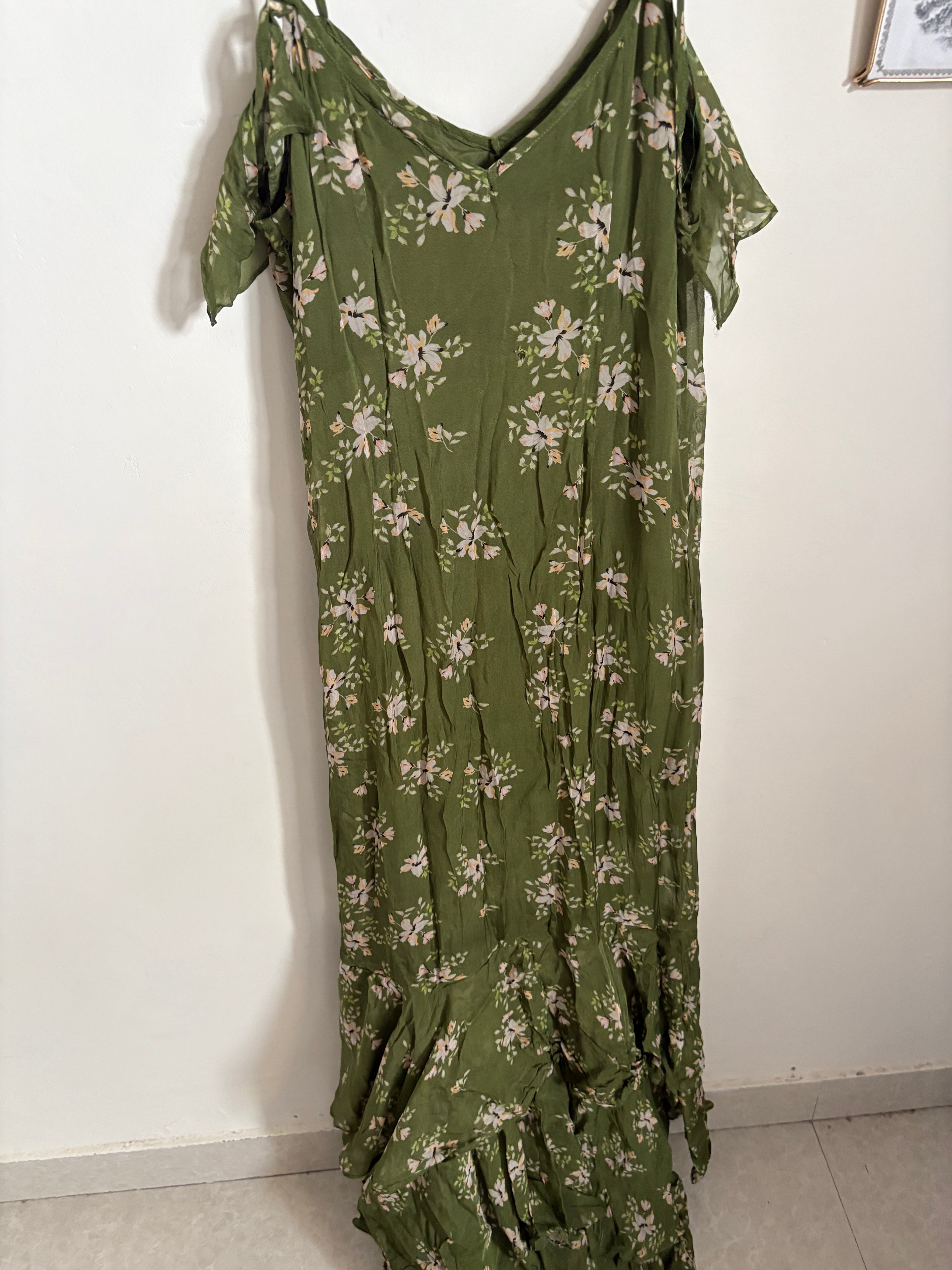 BHLDN Ramy Ruffle Chiffon Maxi Dress  M