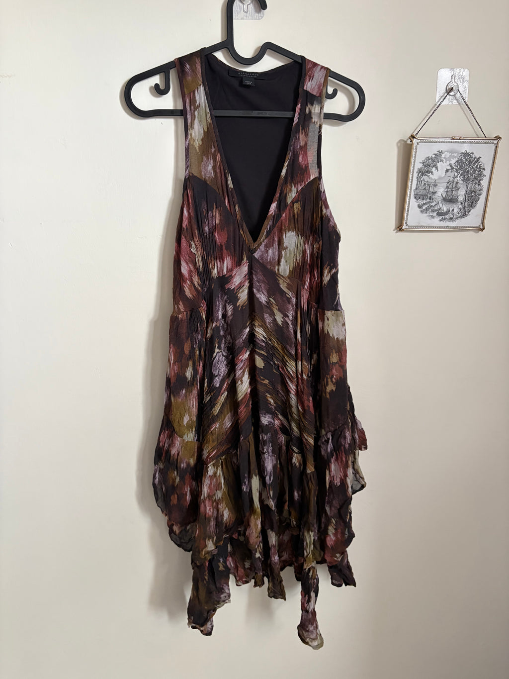 AllSaints Black/Red Gretel Dress uk 10