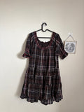 BROWN CHECK DRESS MINI SWING DRESS M/L
