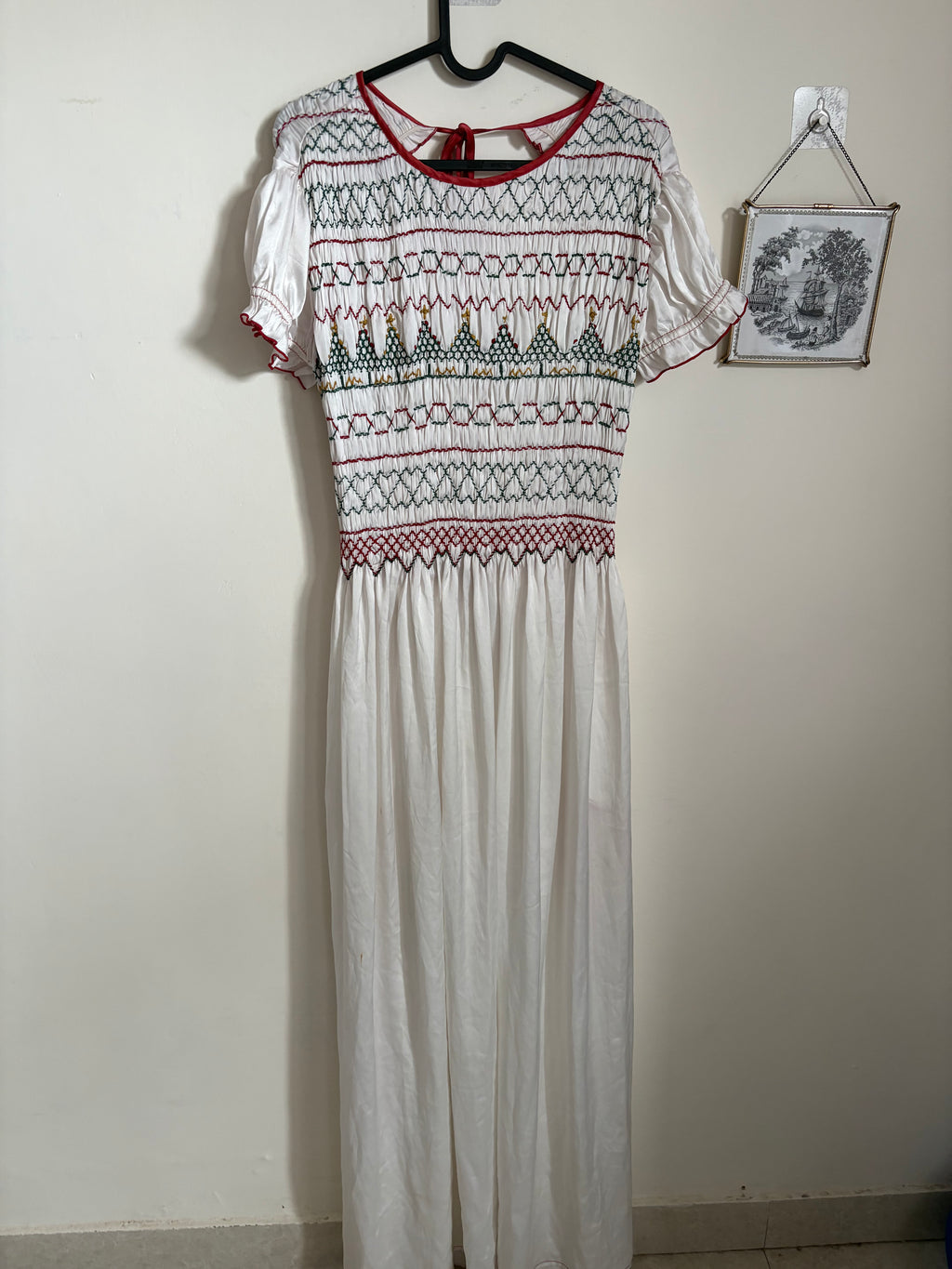 SATIN SMOCKED DRESS M