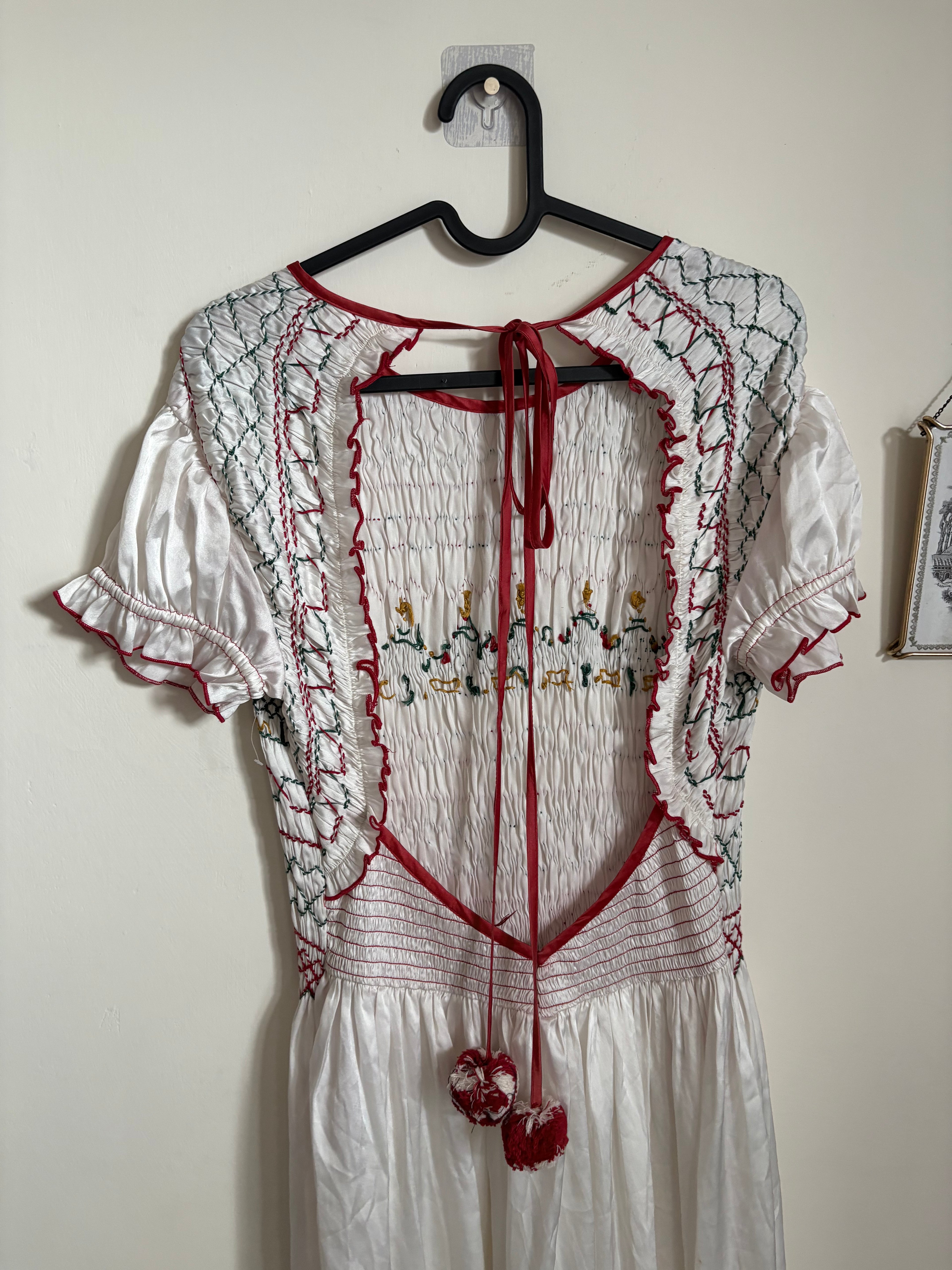 SATIN SMOCKED DRESS M