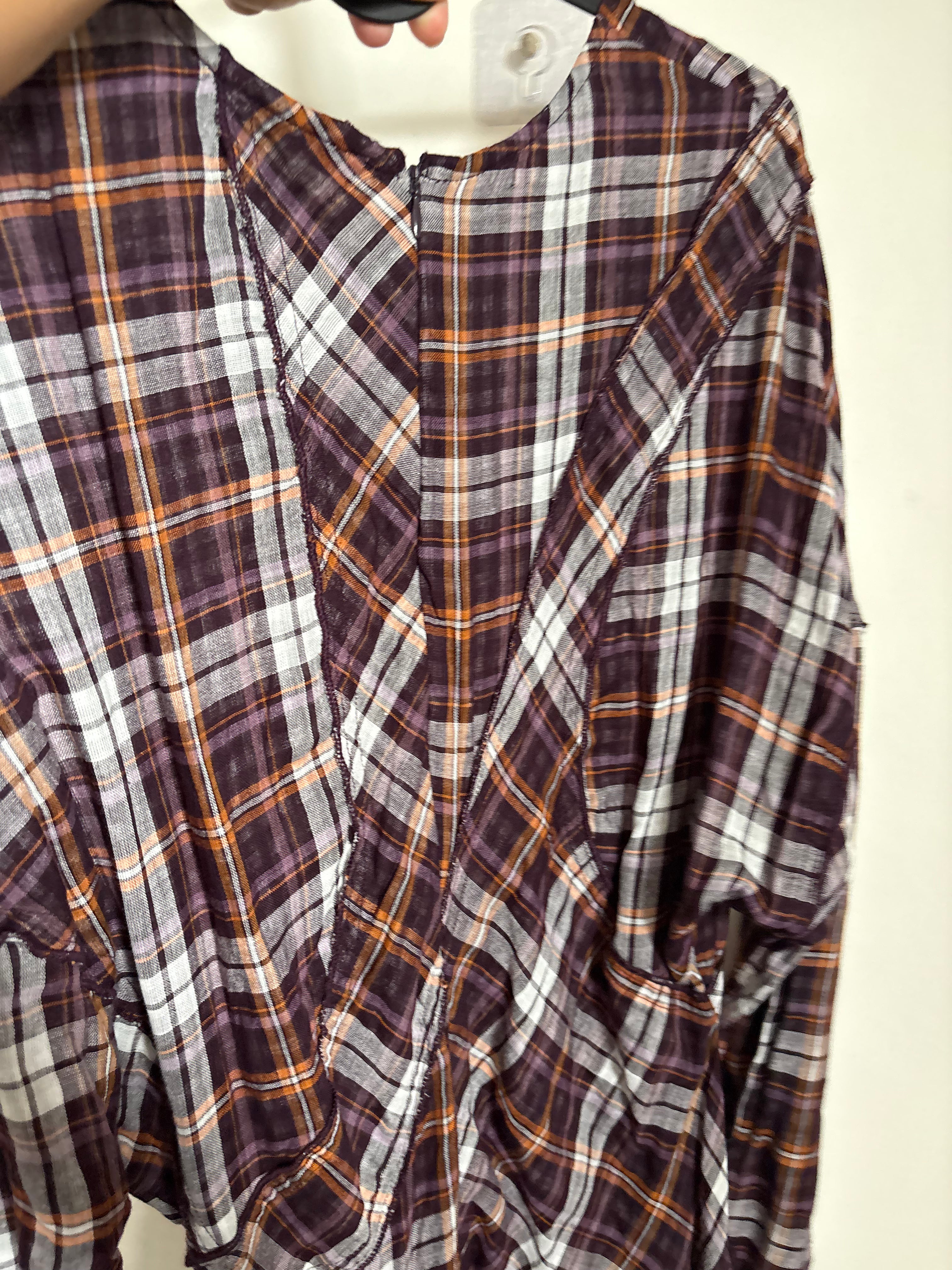 BIMBA Y LOLA GARNET CHECKED PATCHWORK DRESS WITH BATWING SLEEVES M