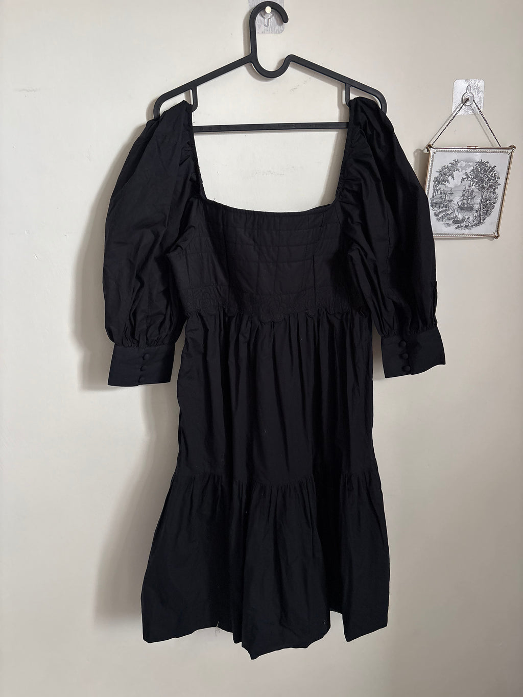 BLACK QUILTED BUST MINI DRESS S