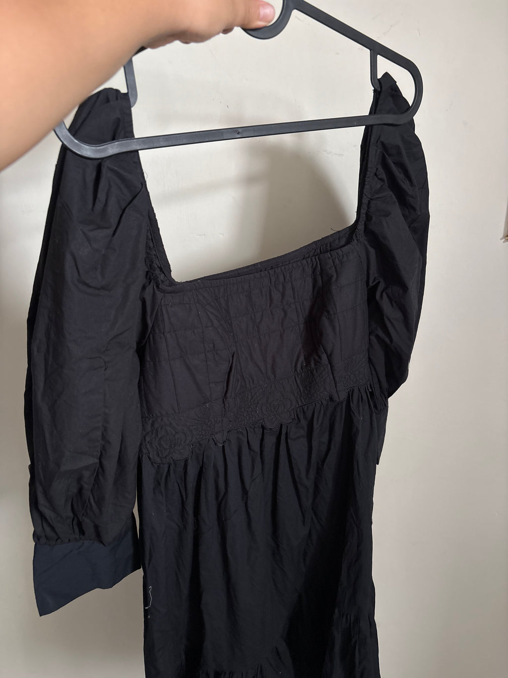 BLACK QUILTED BUST MINI DRESS S