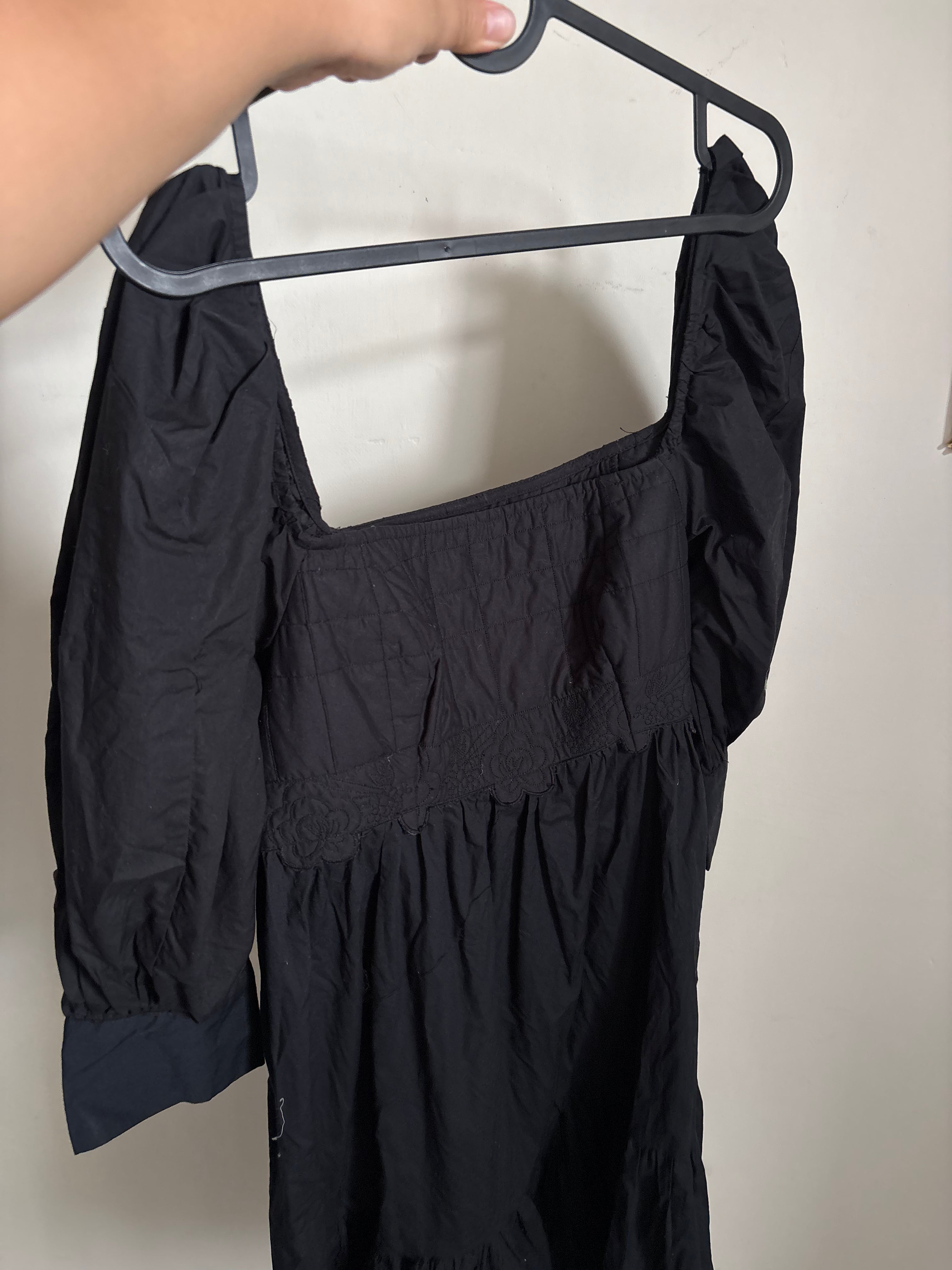 BLACK QUILTED BUST MINI DRESS S
