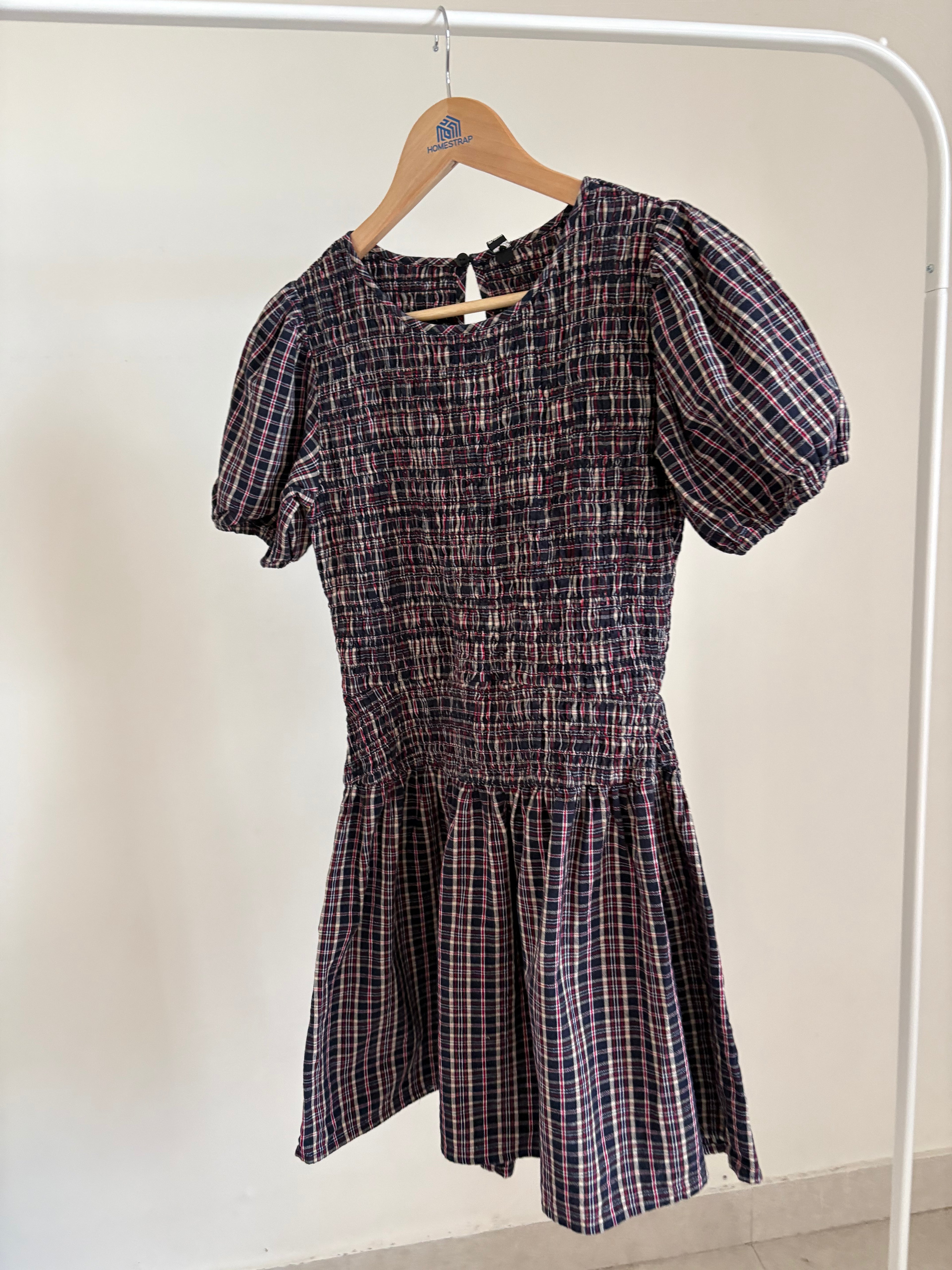 NEXT check shirred dress Uk 12