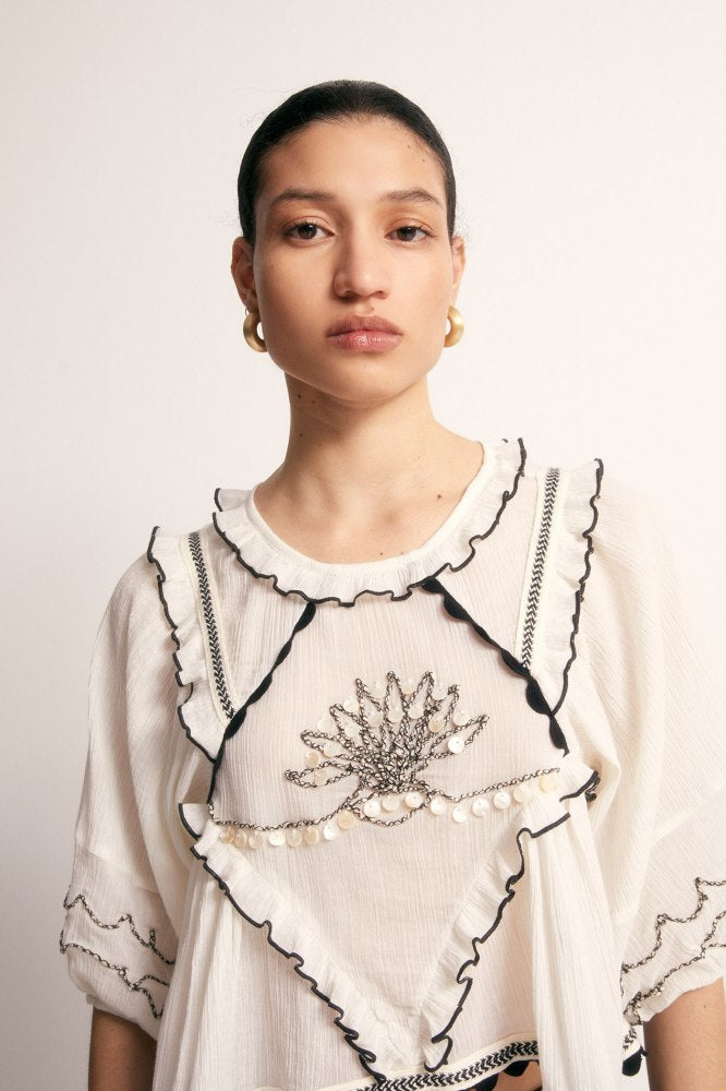 SFERA COTTON EMBROIDERED BLOUSE M/L
