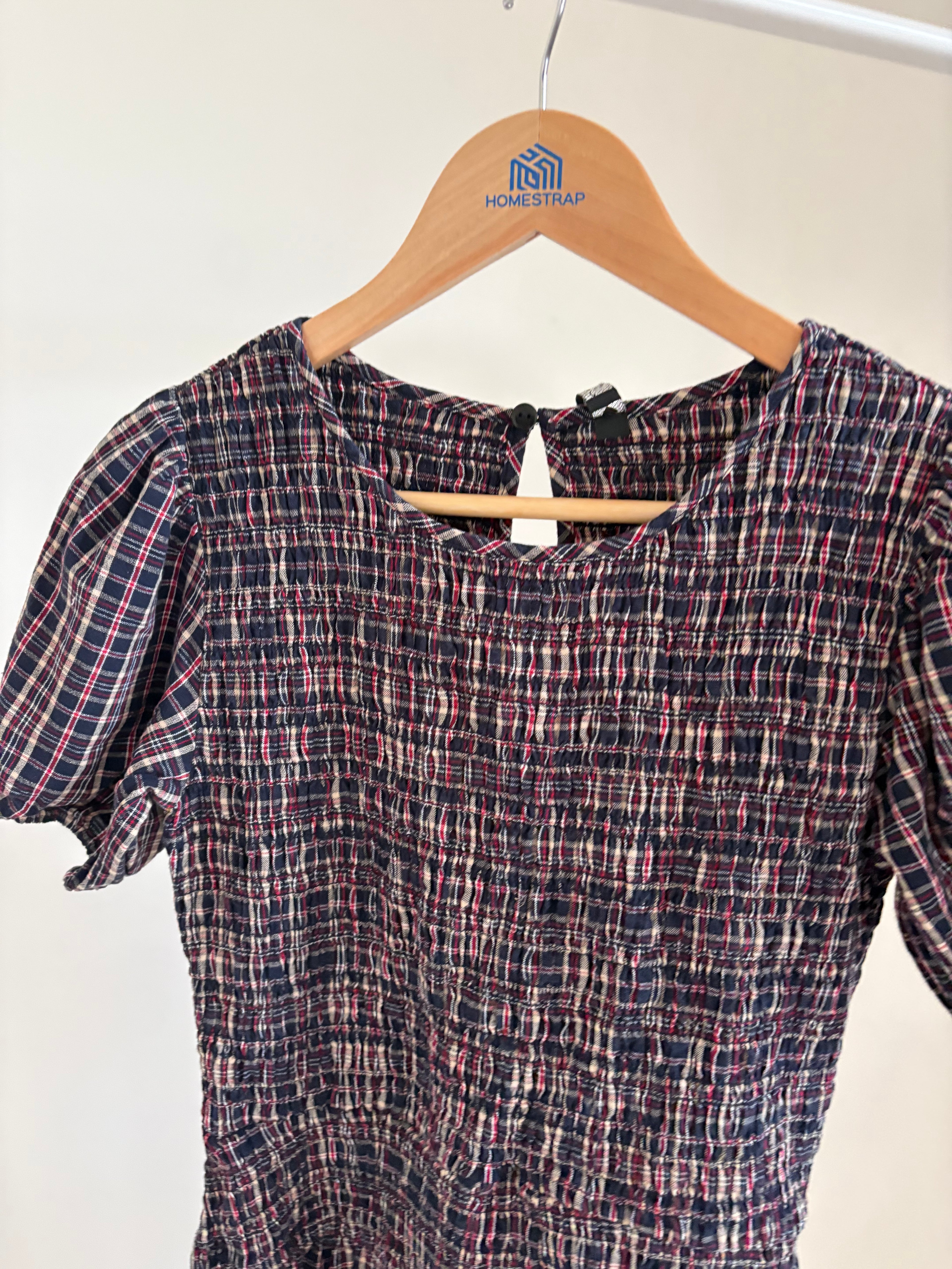 NEXT check shirred dress Uk 12