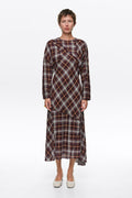 BIMBA Y LOLA GARNET CHECKED PATCHWORK DRESS WITH BATWING SLEEVES M