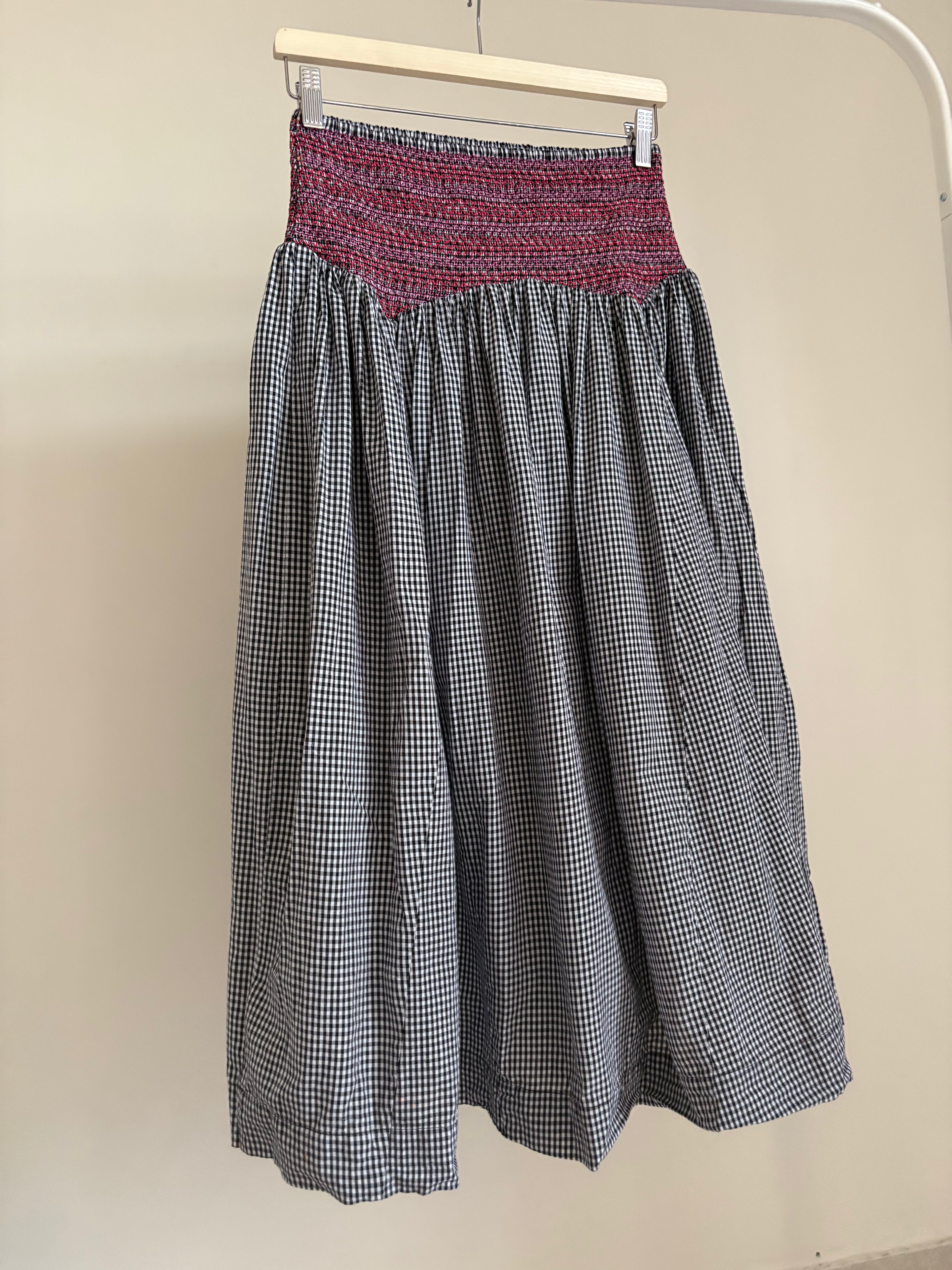 Damson madder shirred check skirt Uk10