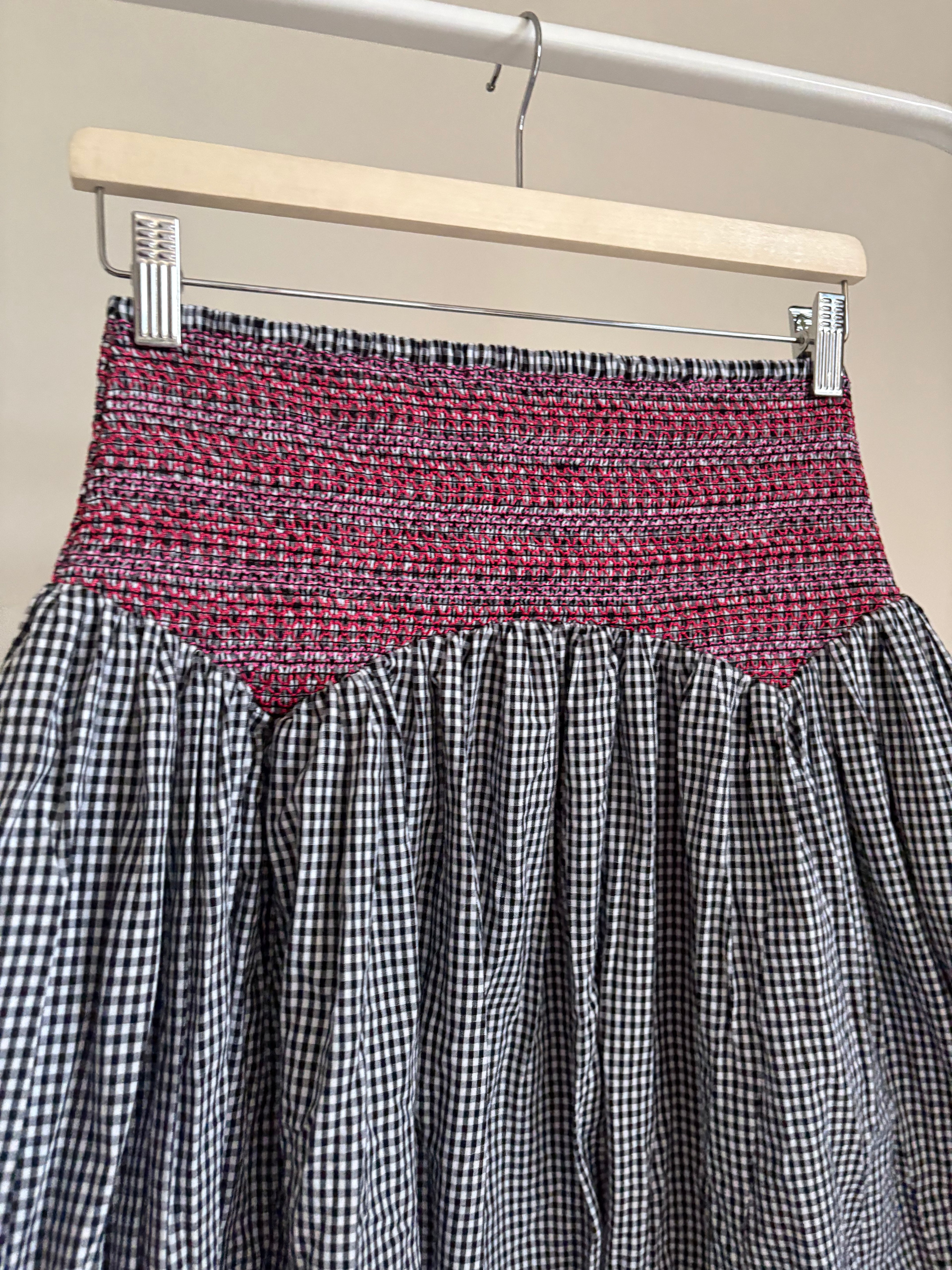 Damson madder shirred check skirt Uk10