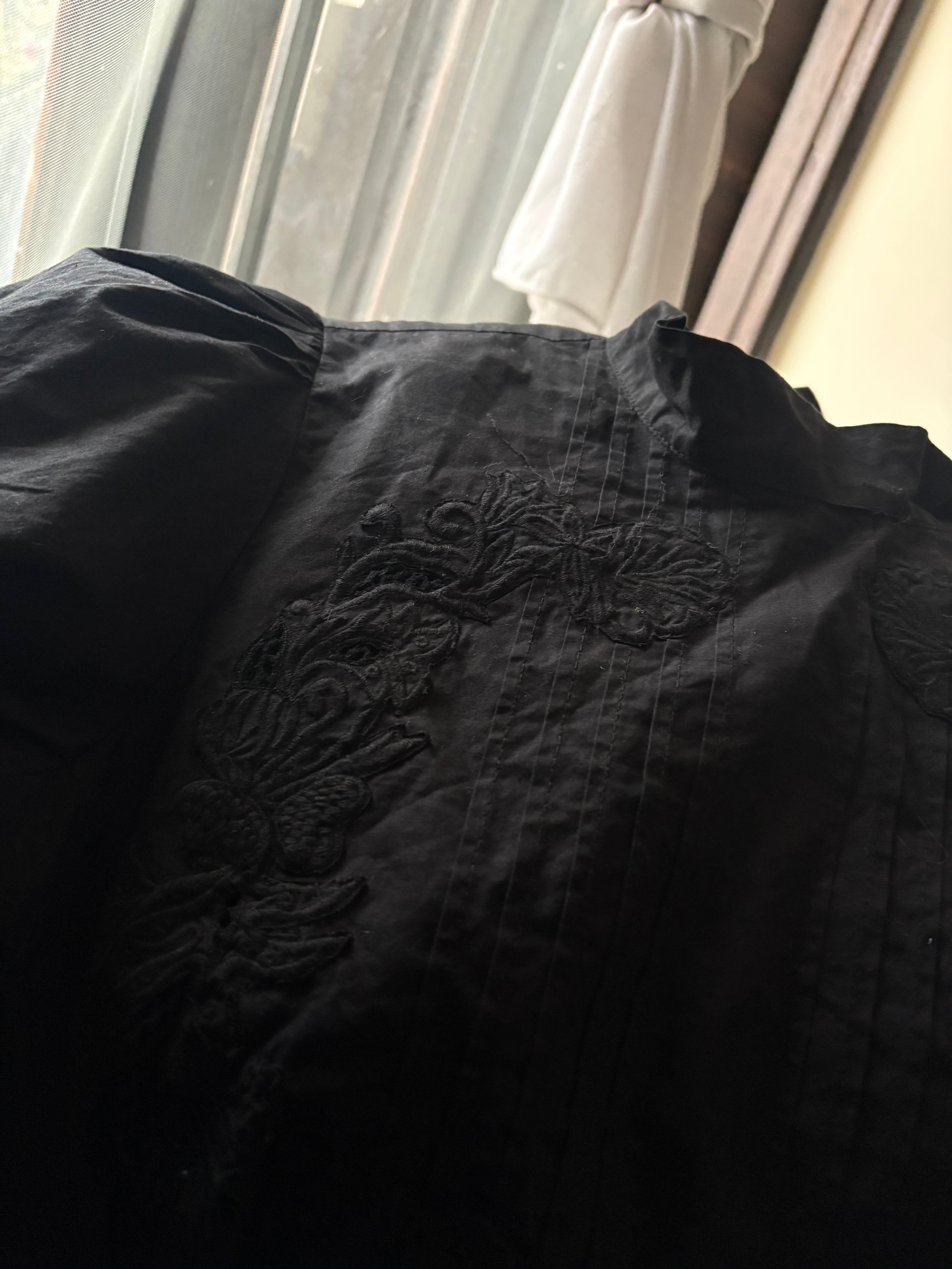 HAPPYXNATURE BLACK EMBROIDERED DRESS S