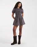 NEXT check shirred dress Uk 12
